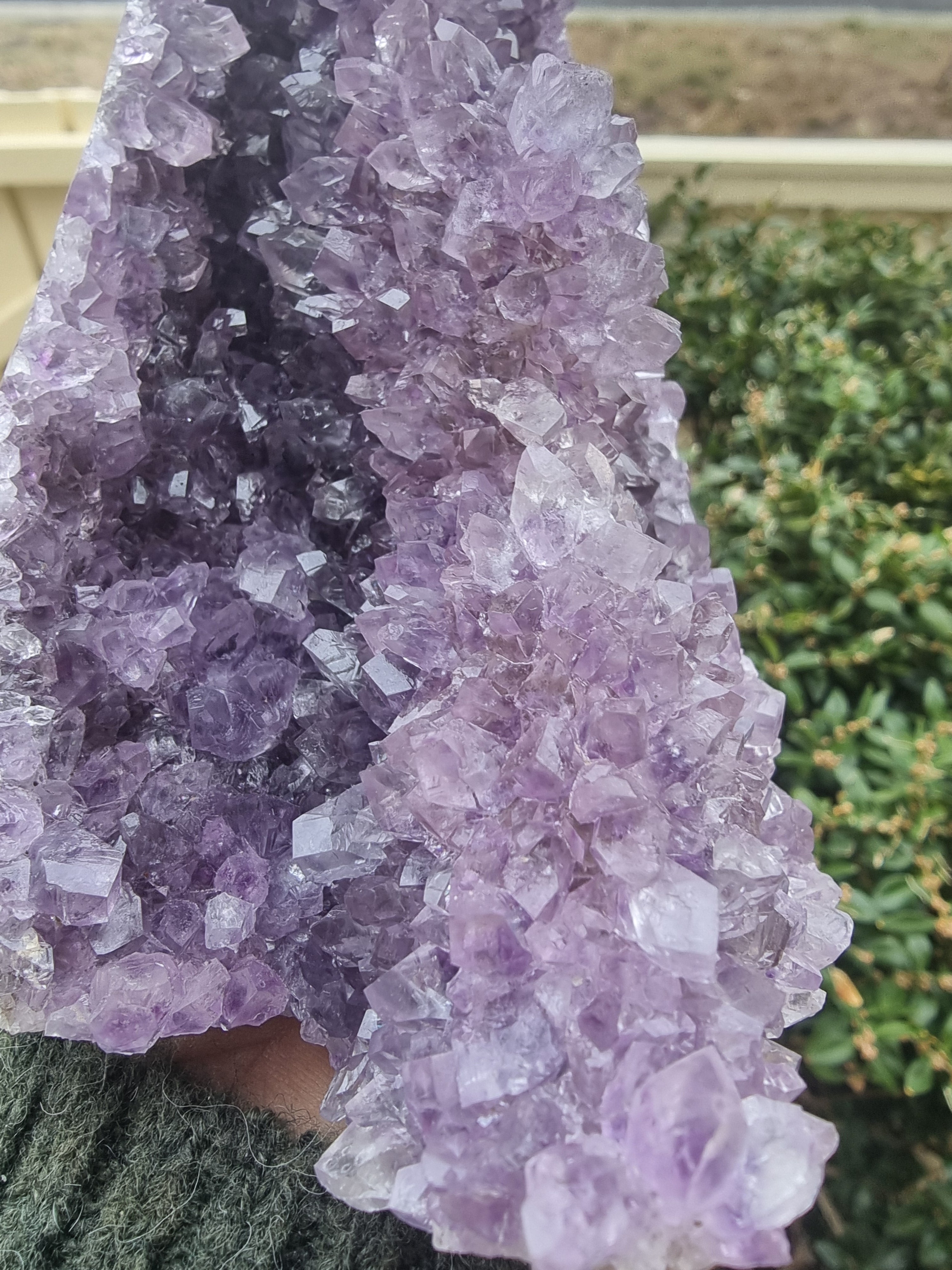 Amethyst Cluster with Stalactite Flower Layer