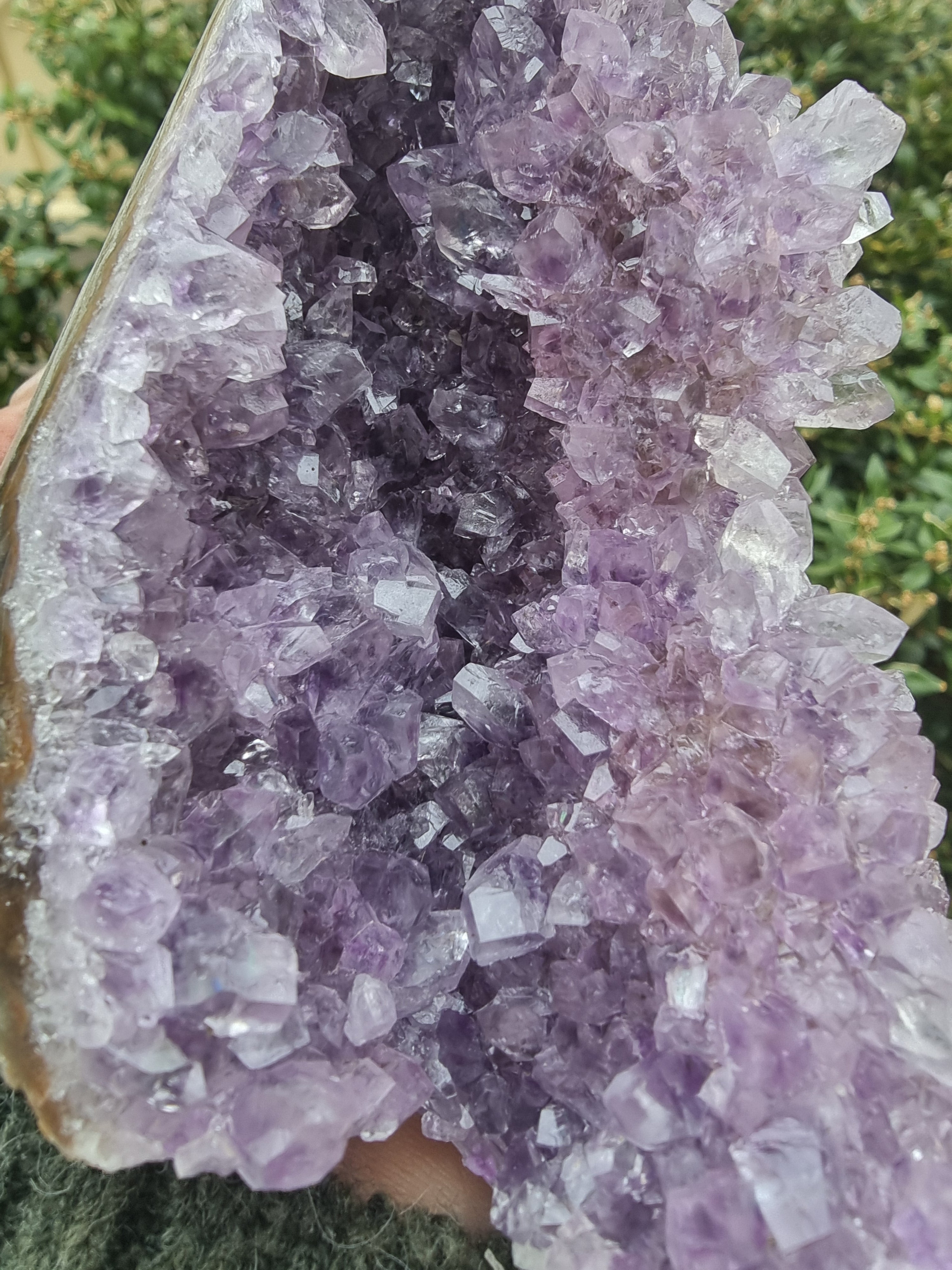 Amethyst Cluster with Stalactite Flower Layer