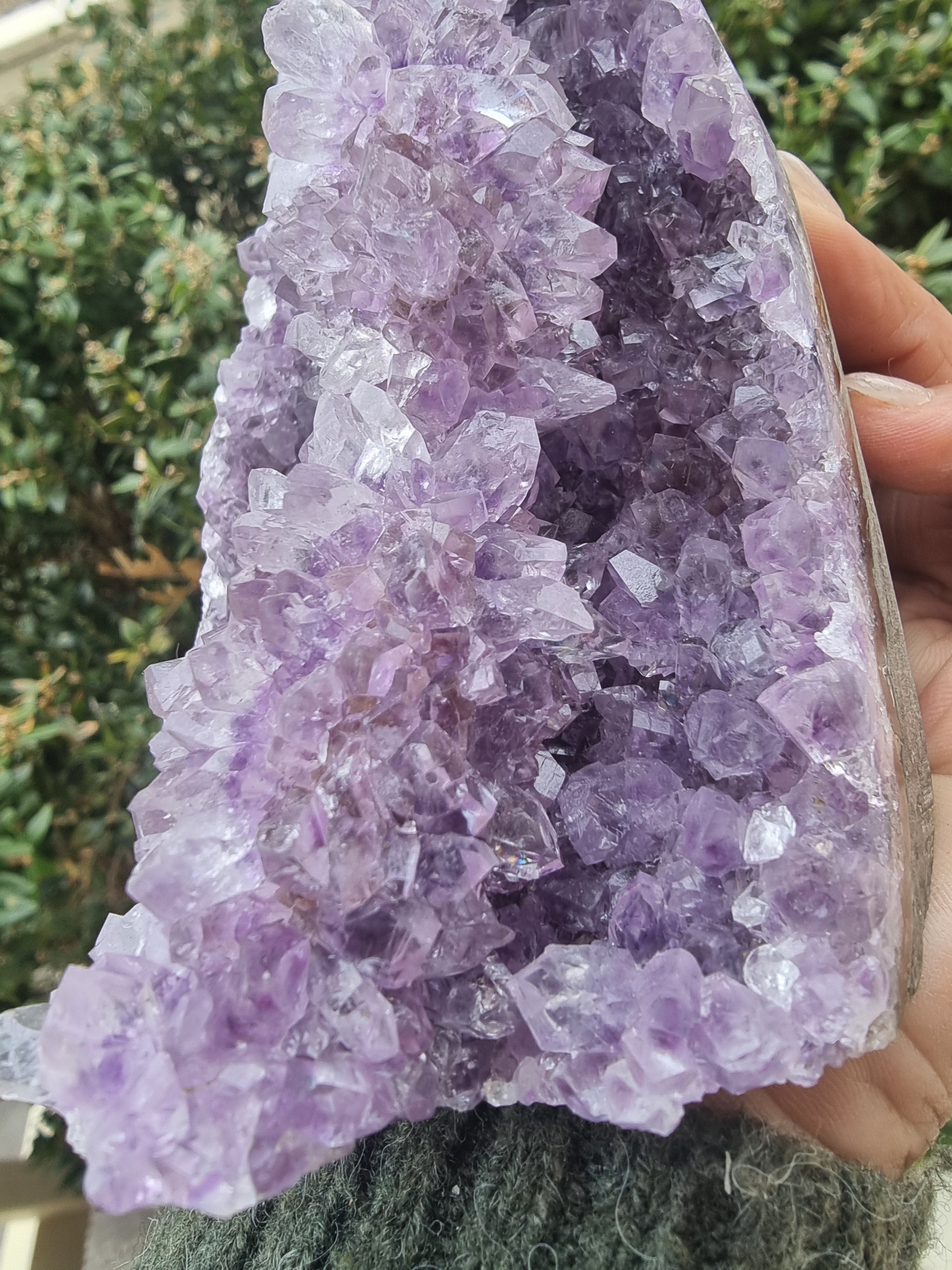 Amethyst Cluster with Stalactite Flower Layer