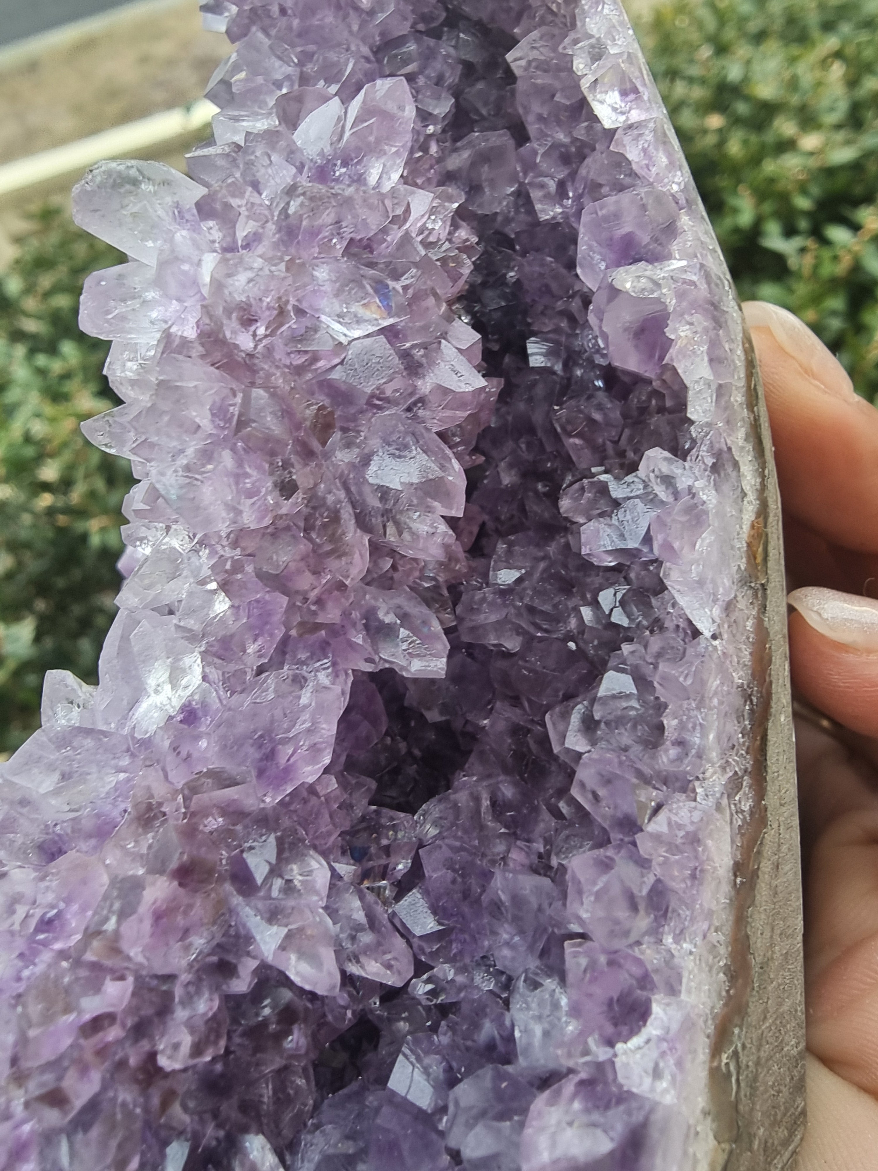 Amethyst Cluster with Stalactite Flower Layer