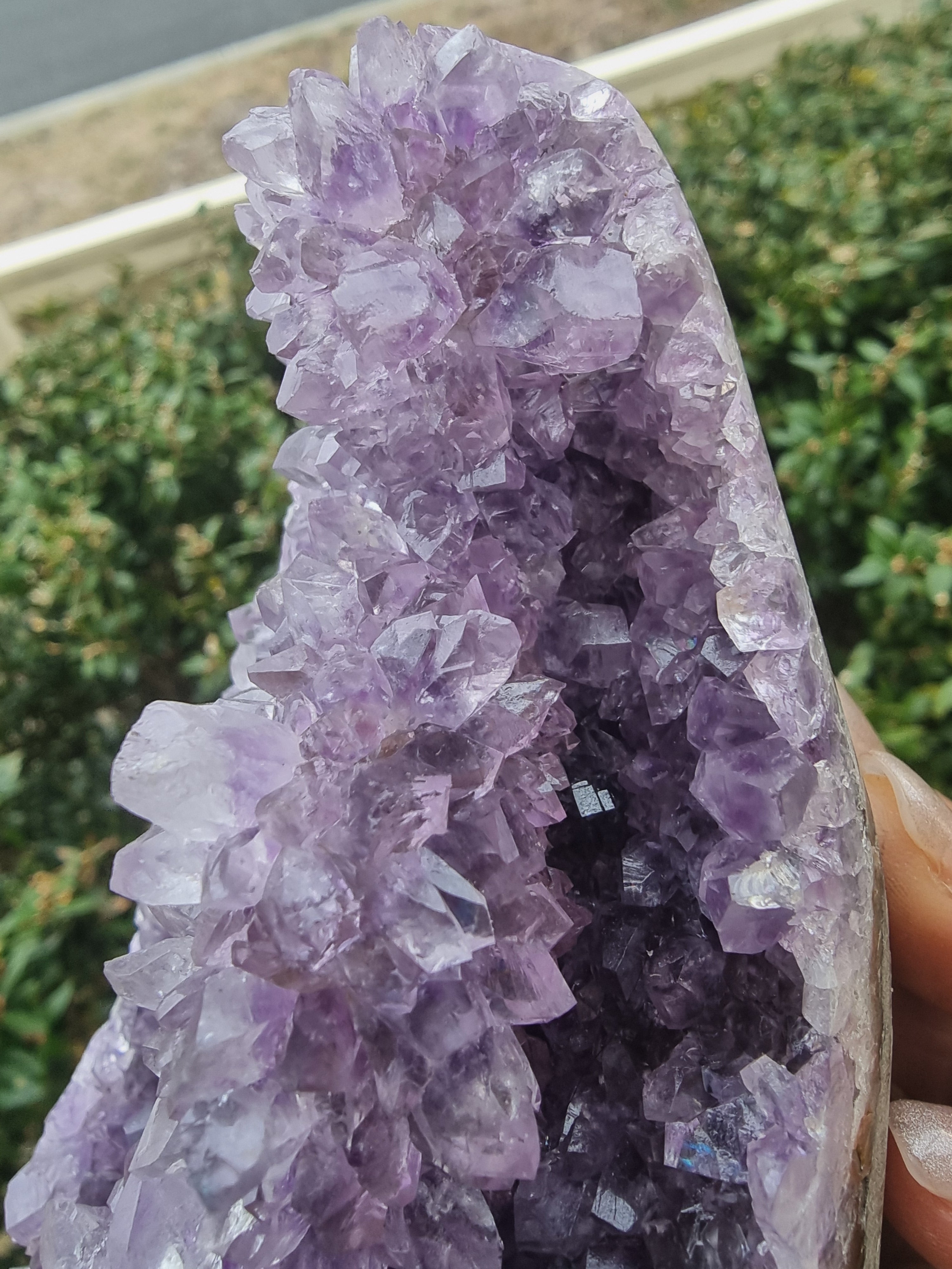 Amethyst Cluster with Stalactite Flower Layer