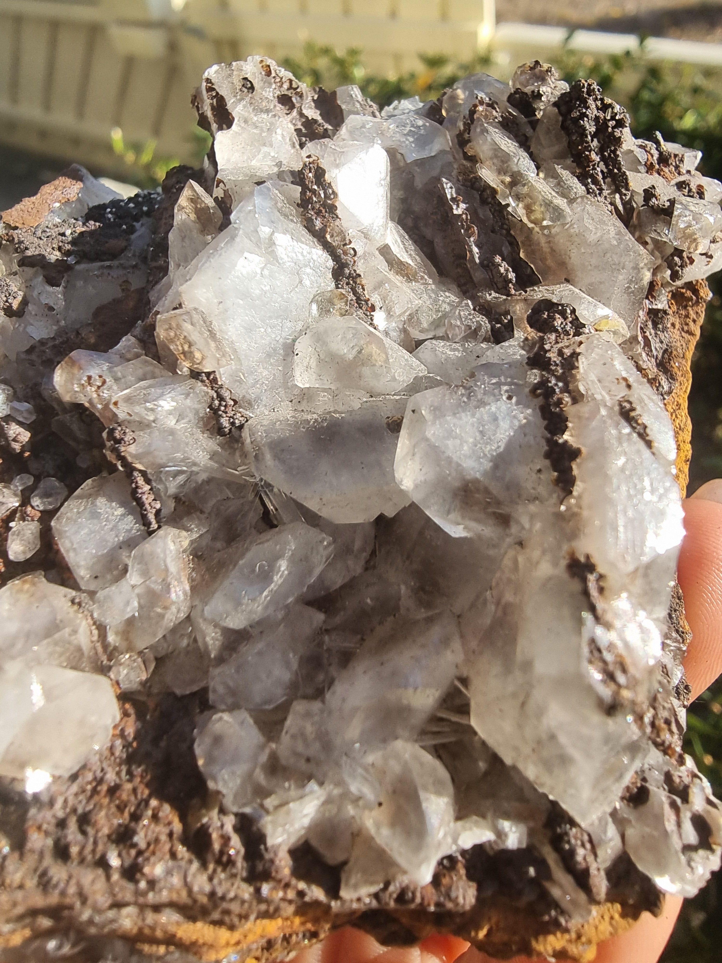 Clear Columnar Calcite in Matrix