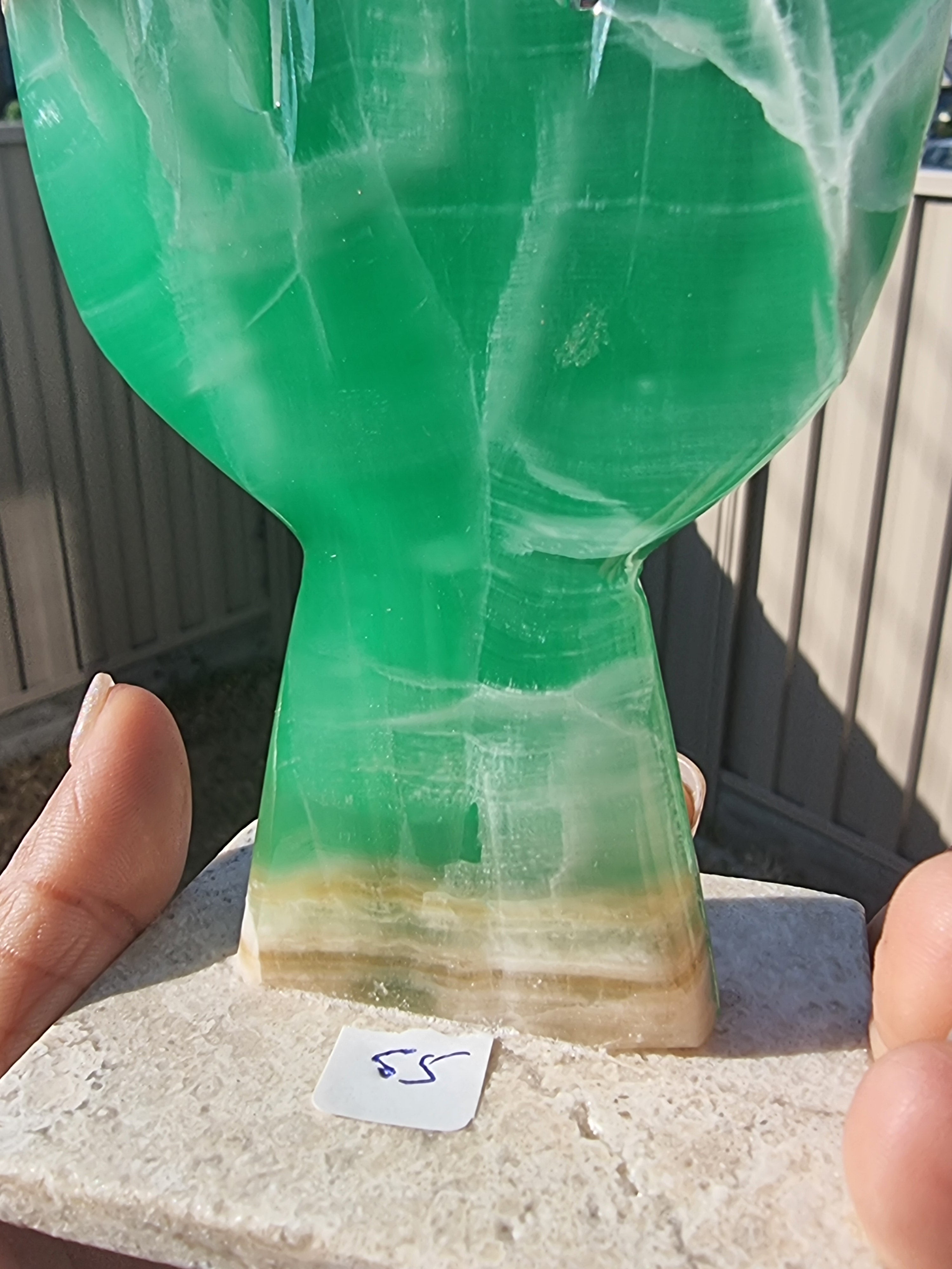Green banded Calcite Cactus