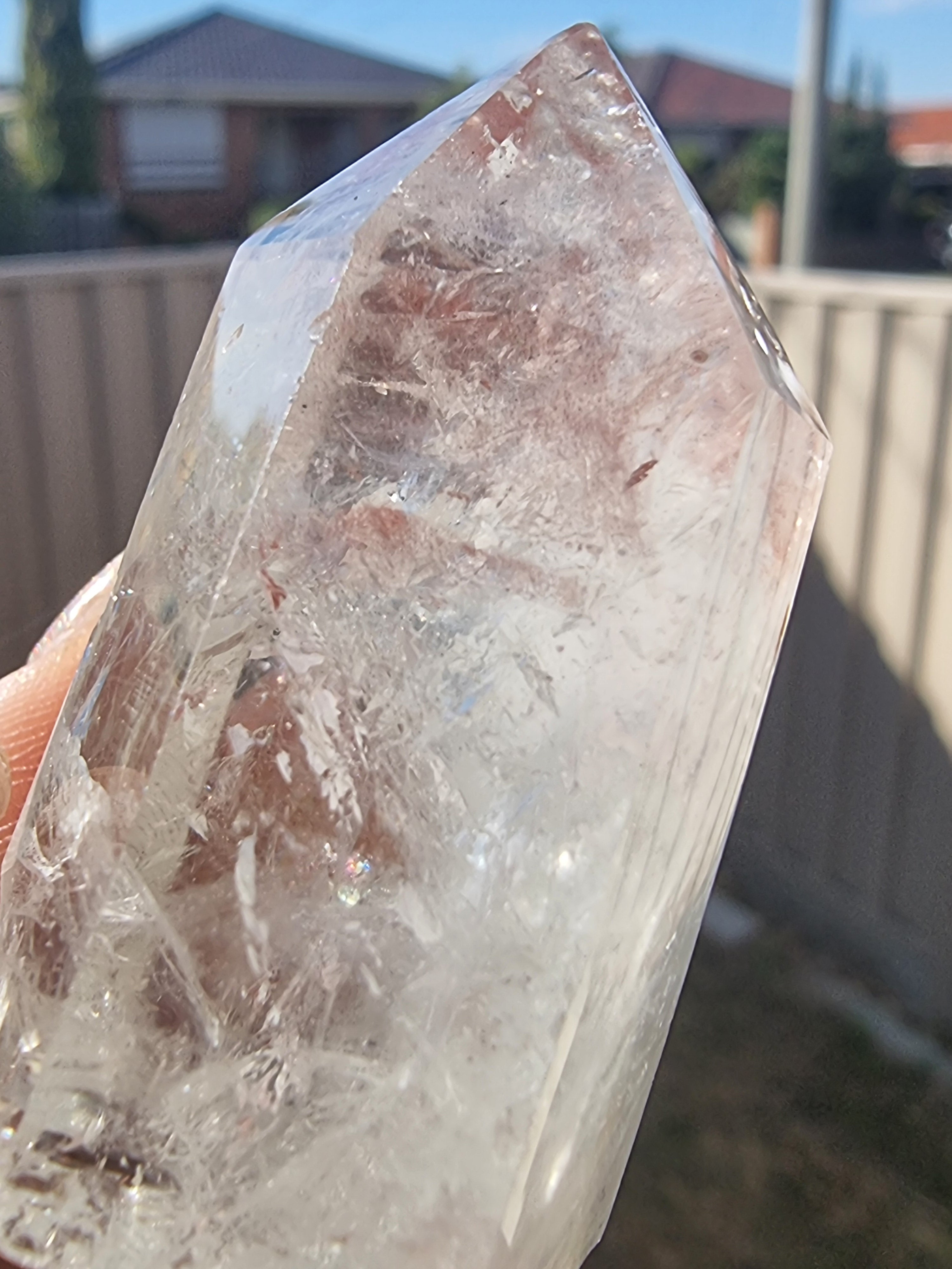 Quartz Point with Red Hematite Tip