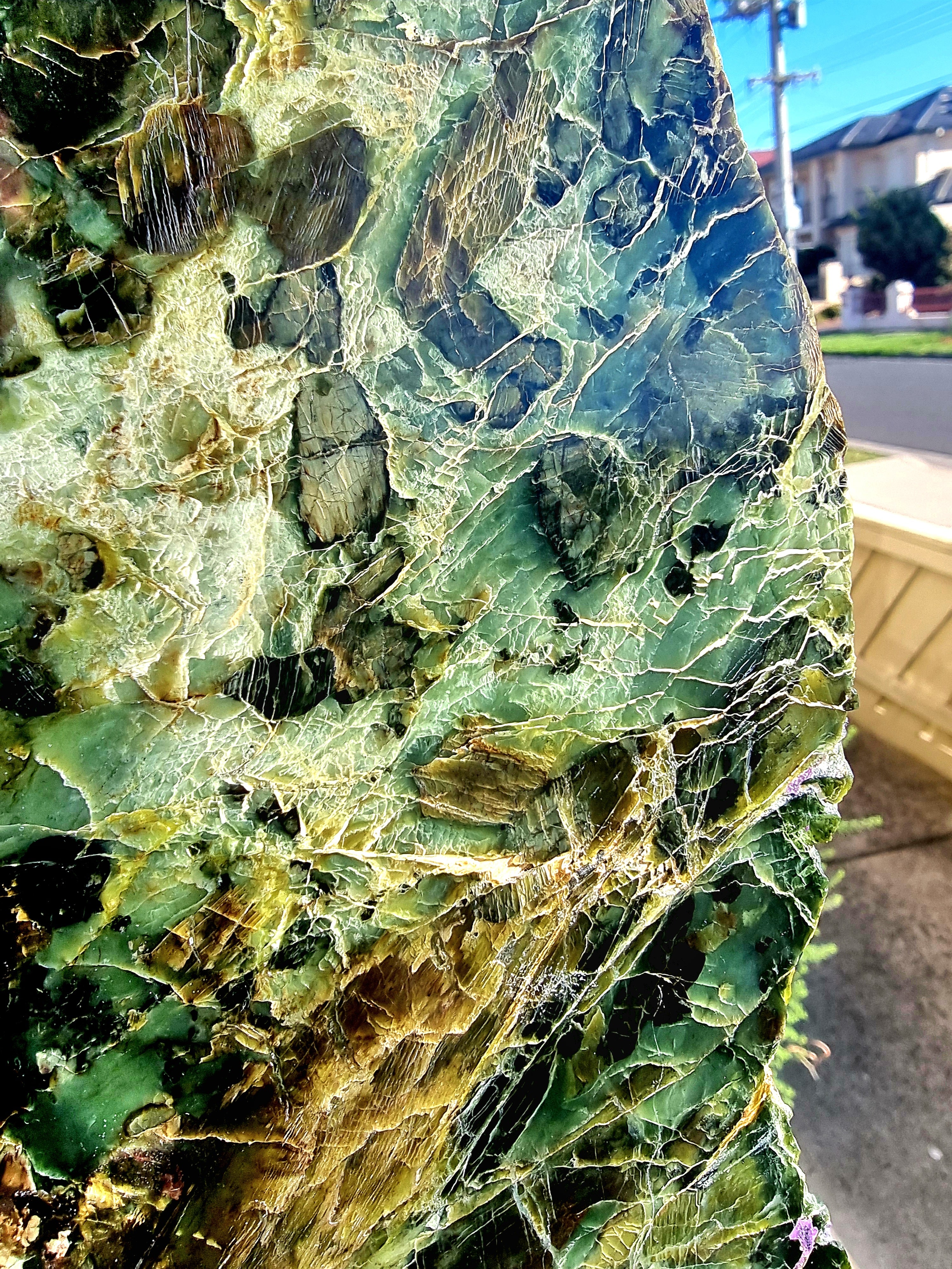 Tasmania Serpentine Mixed Jade with Black Magnetite Slab
