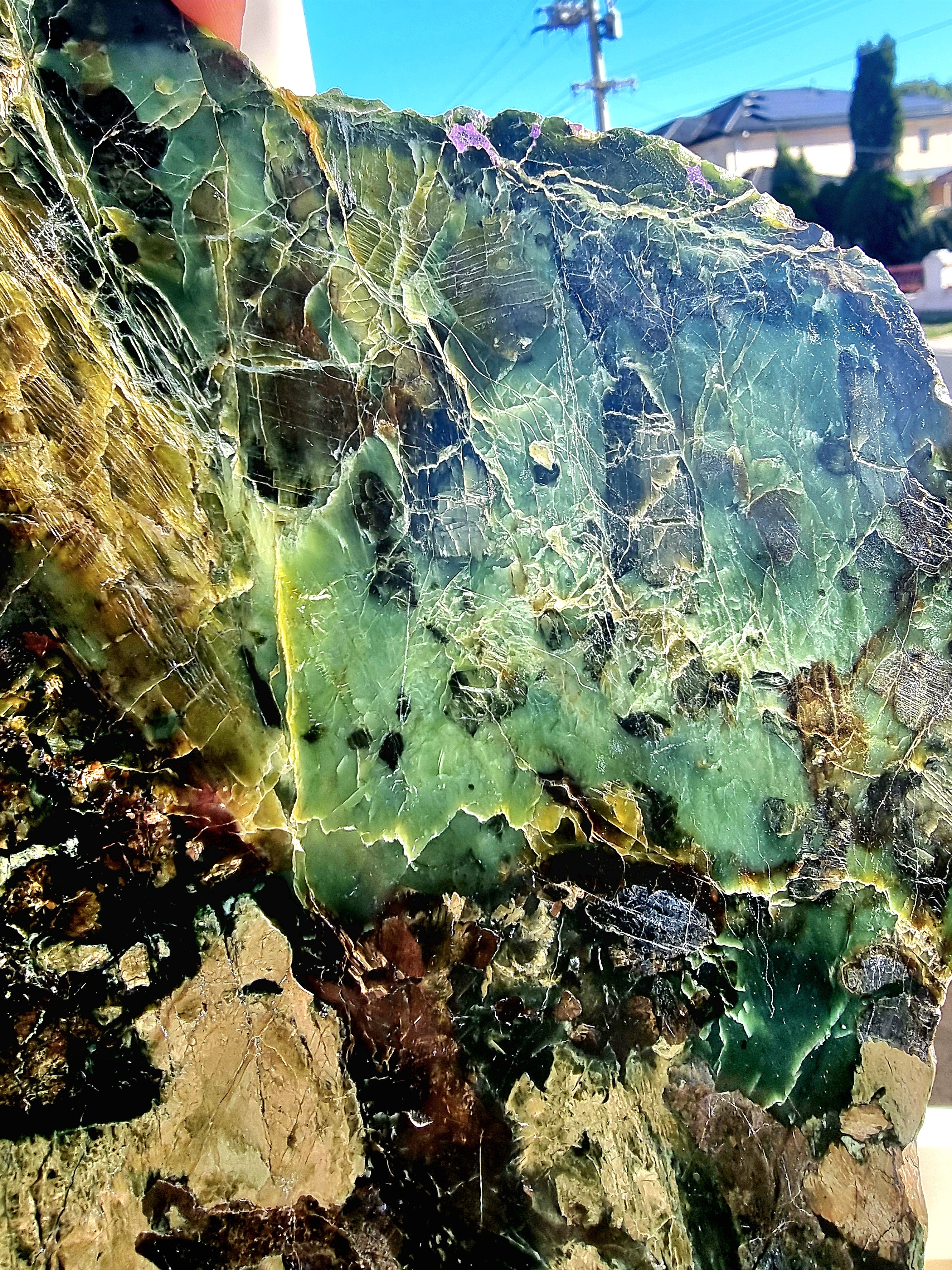 Tasmania Serpentine Mixed Jade with Black Magnetite Slab
