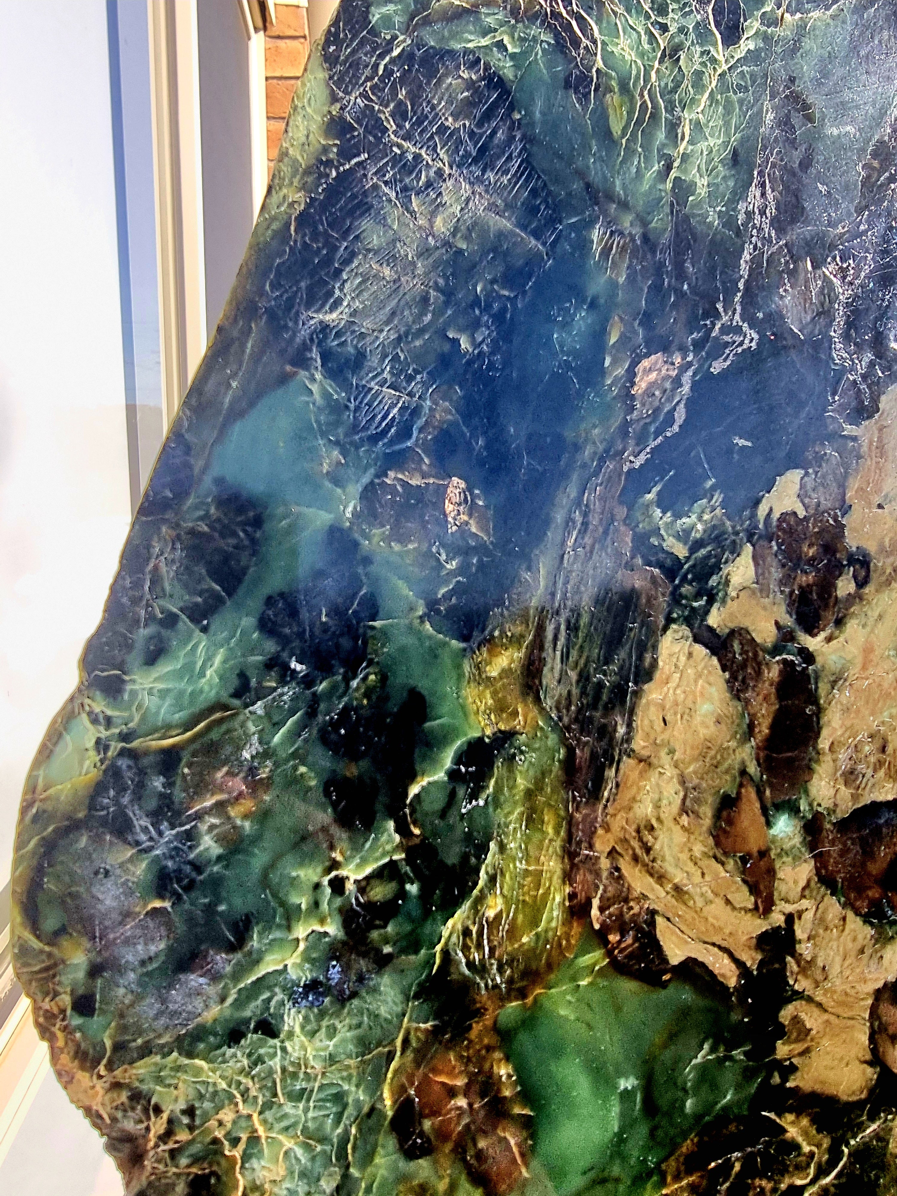 Tasmania Serpentine Mixed Jade with Black Magnetite Slab