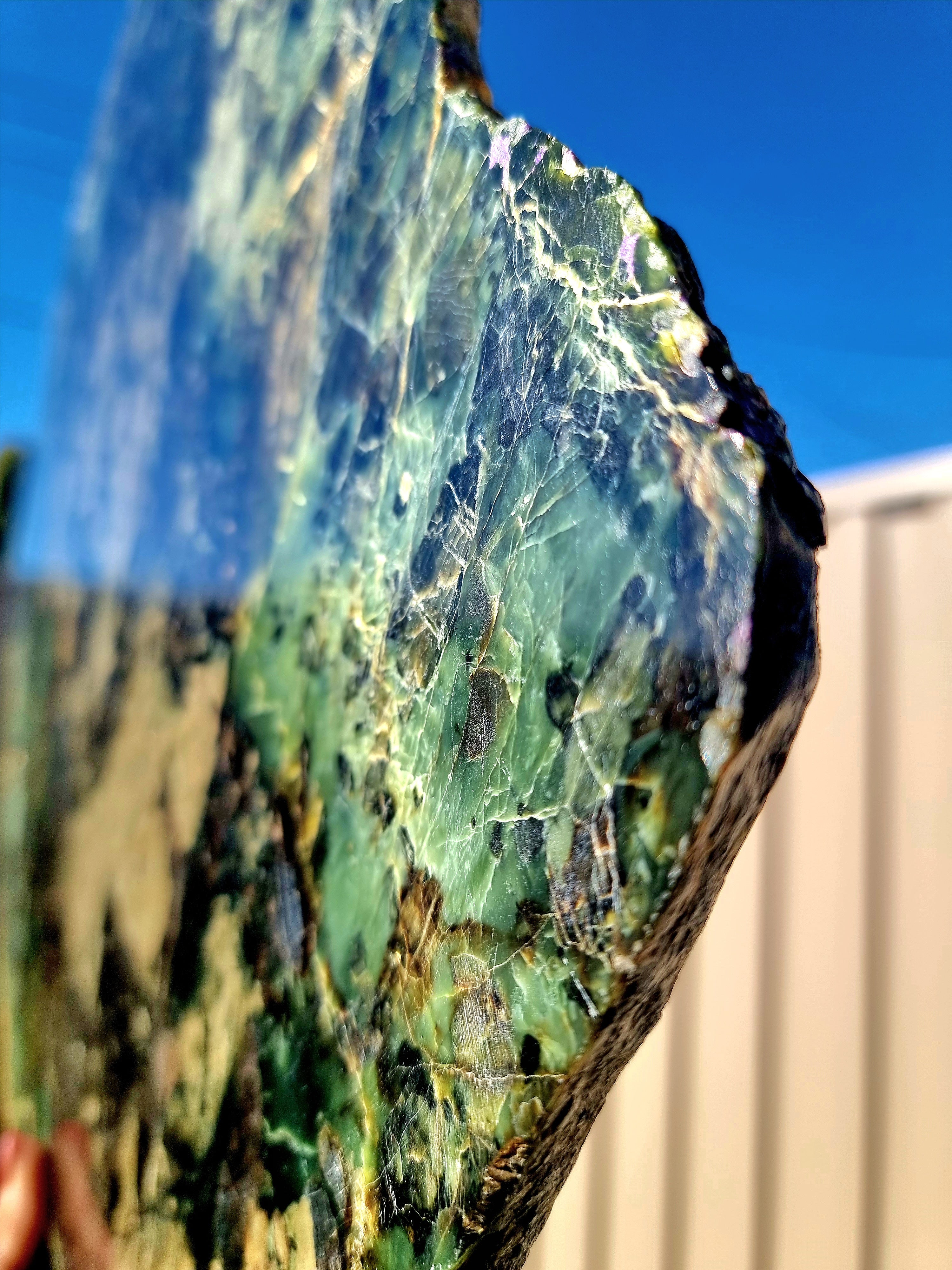 Tasmania Serpentine Mixed Jade with Black Magnetite Slab