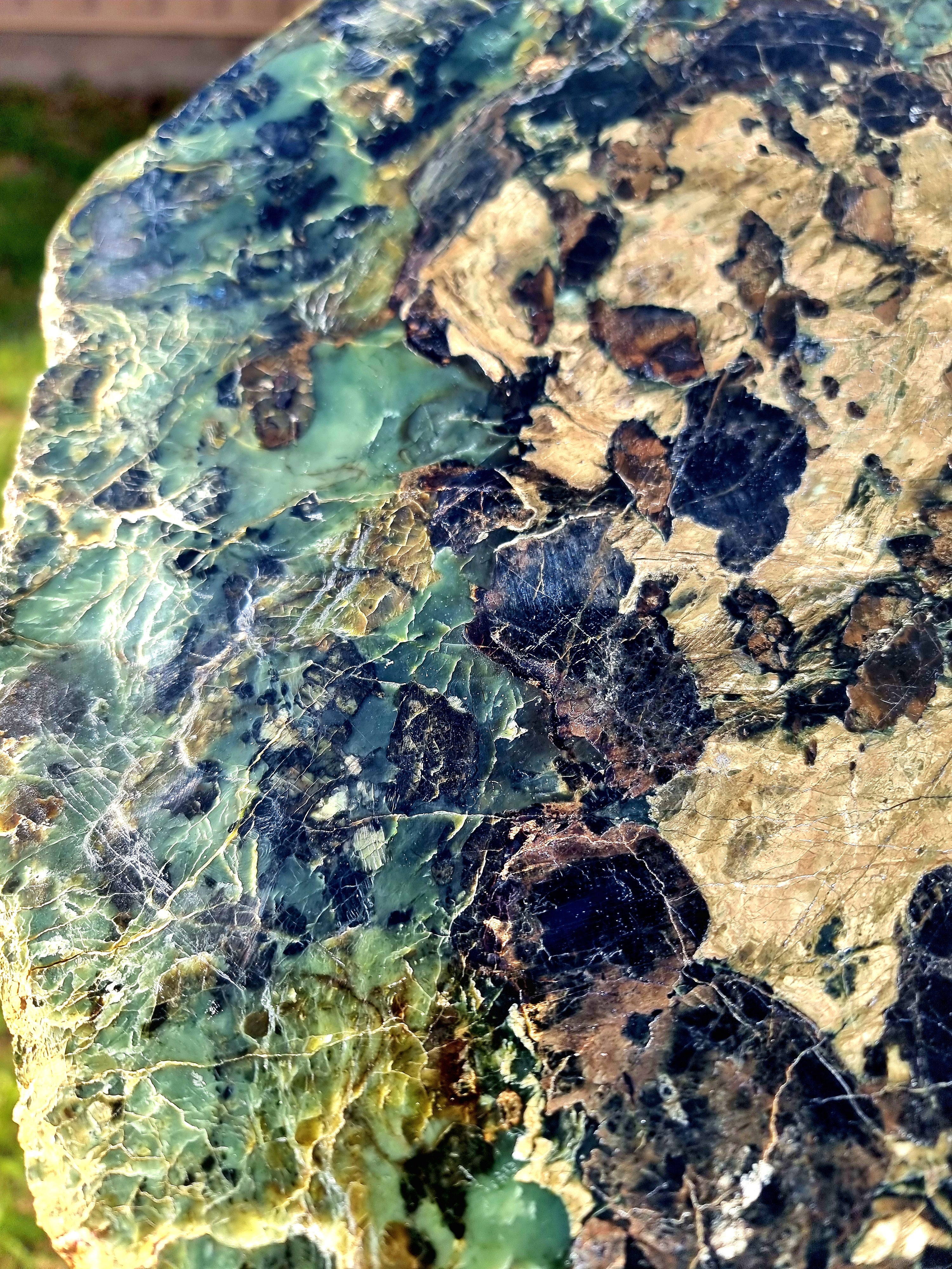 Tasmania Serpentine Mixed Jade with Black Magnetite Slab