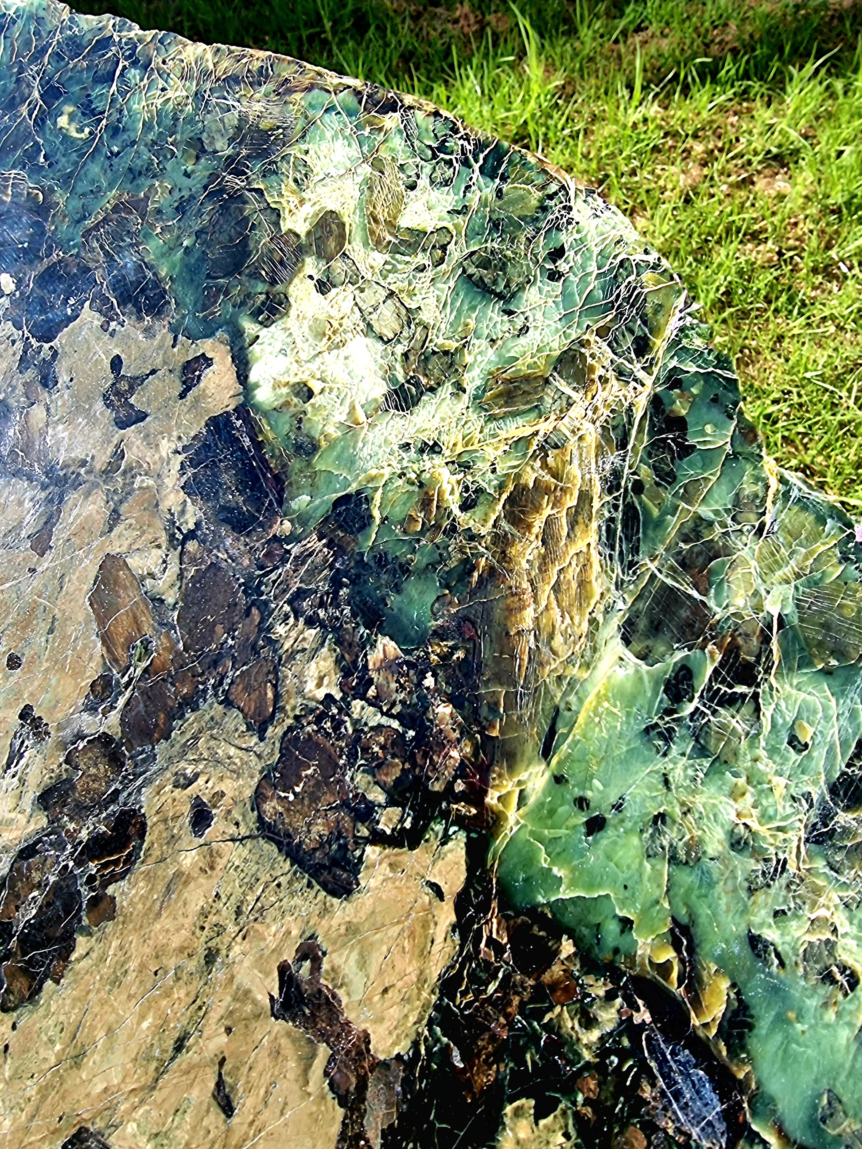 Tasmania Serpentine Mixed Jade with Black Magnetite Slab