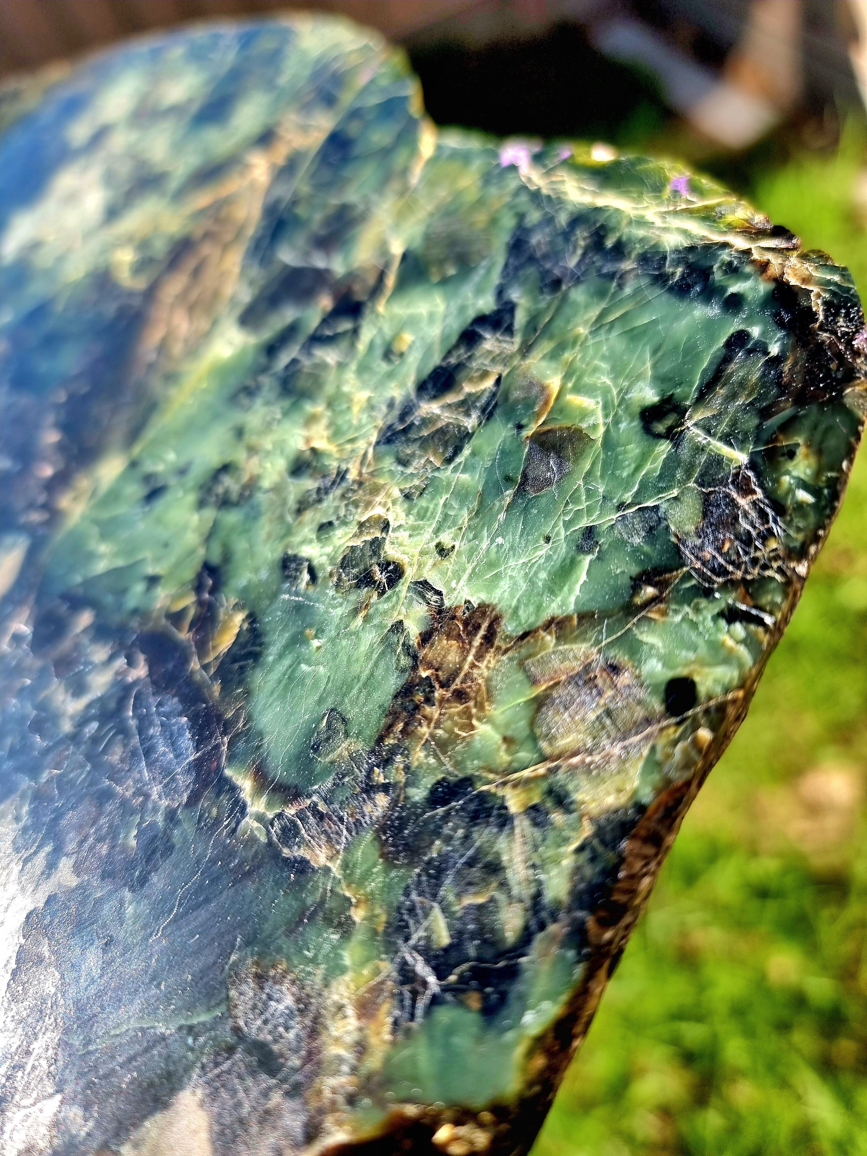 Tasmania Serpentine Mixed Jade with Black Magnetite Slab
