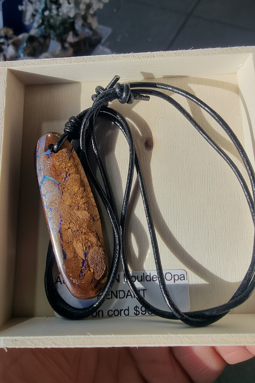 Australian Boulder Opal Pendant on Adjustable Cord