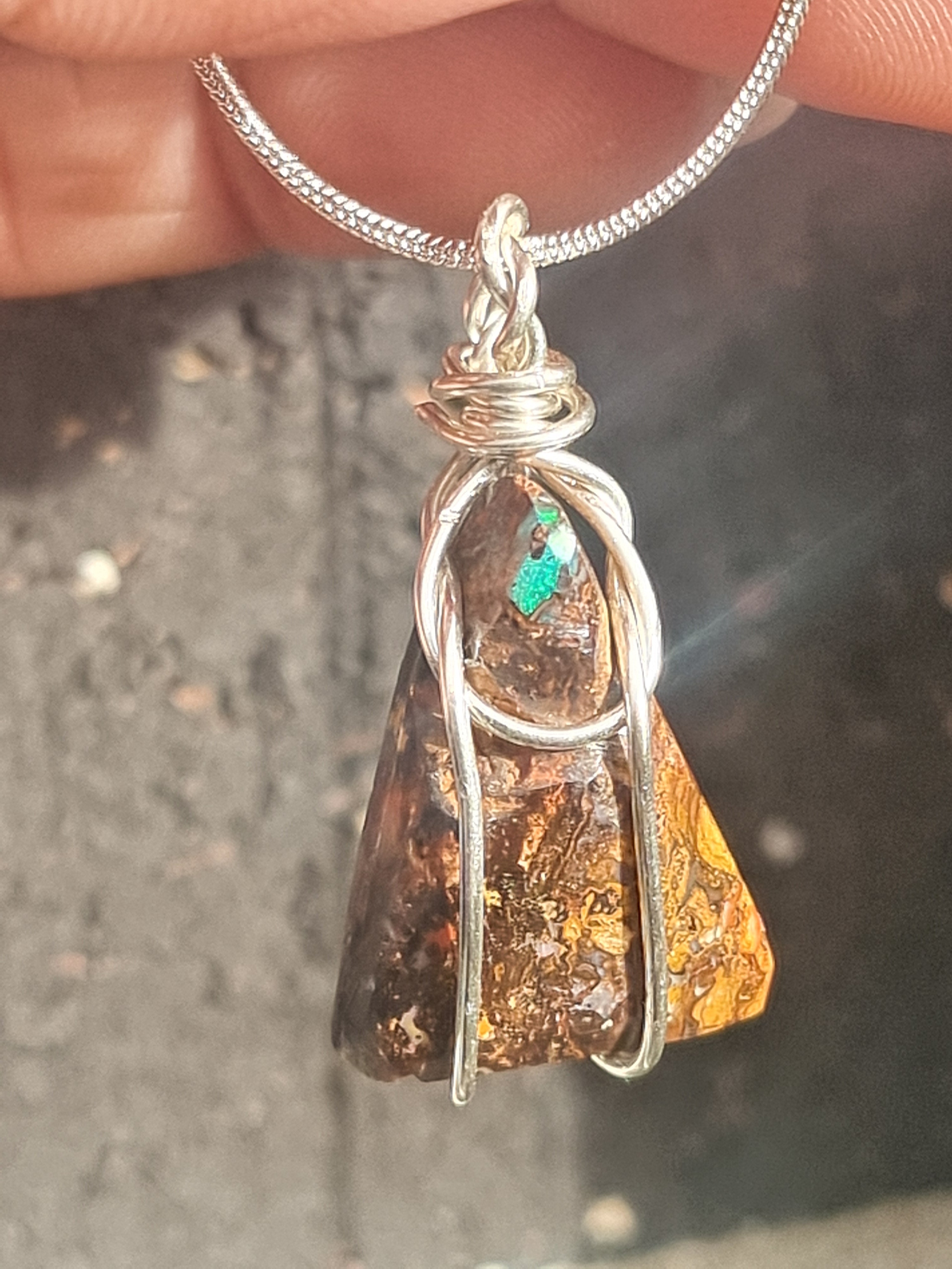 Boulder Opal Silver Pendant