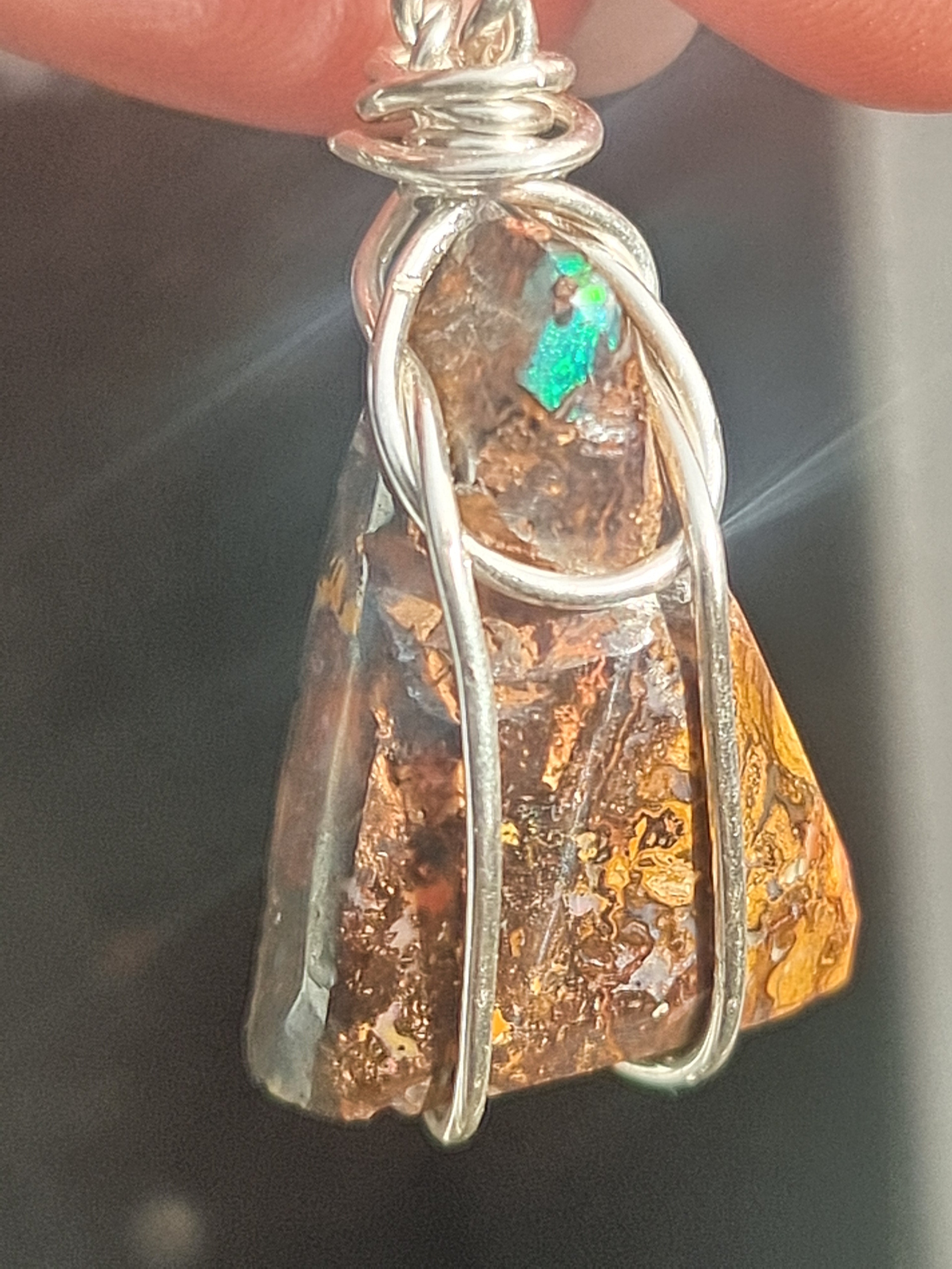 Boulder Opal Silver Pendant
