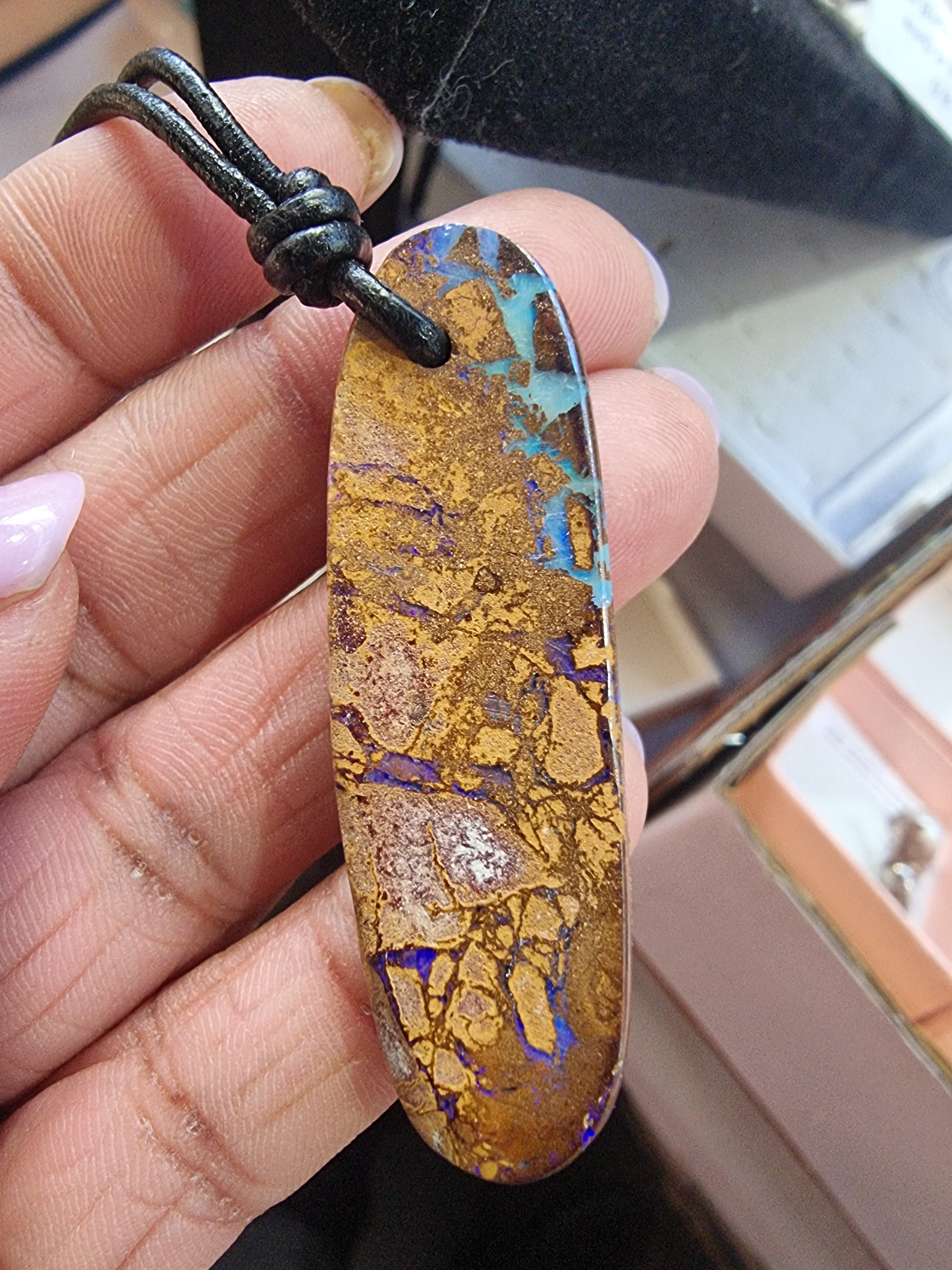 Australian Boulder Opal Pendant on Adjustable Cord