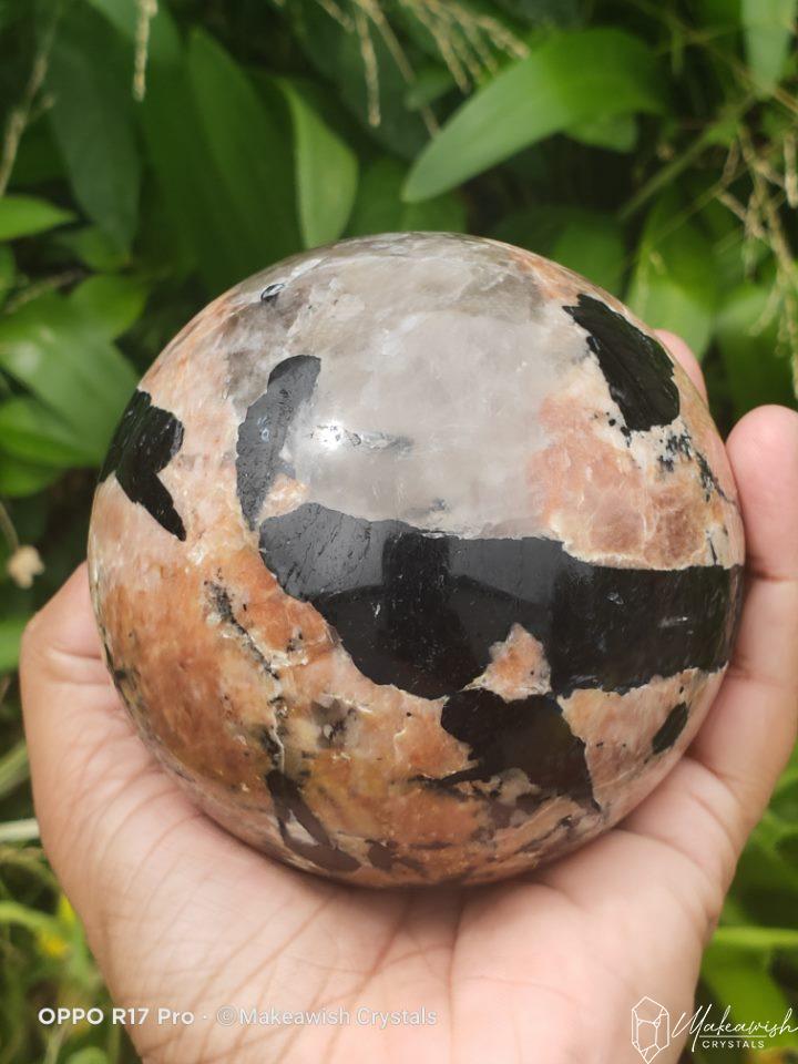 Feldspar with Tourmaline Sphere