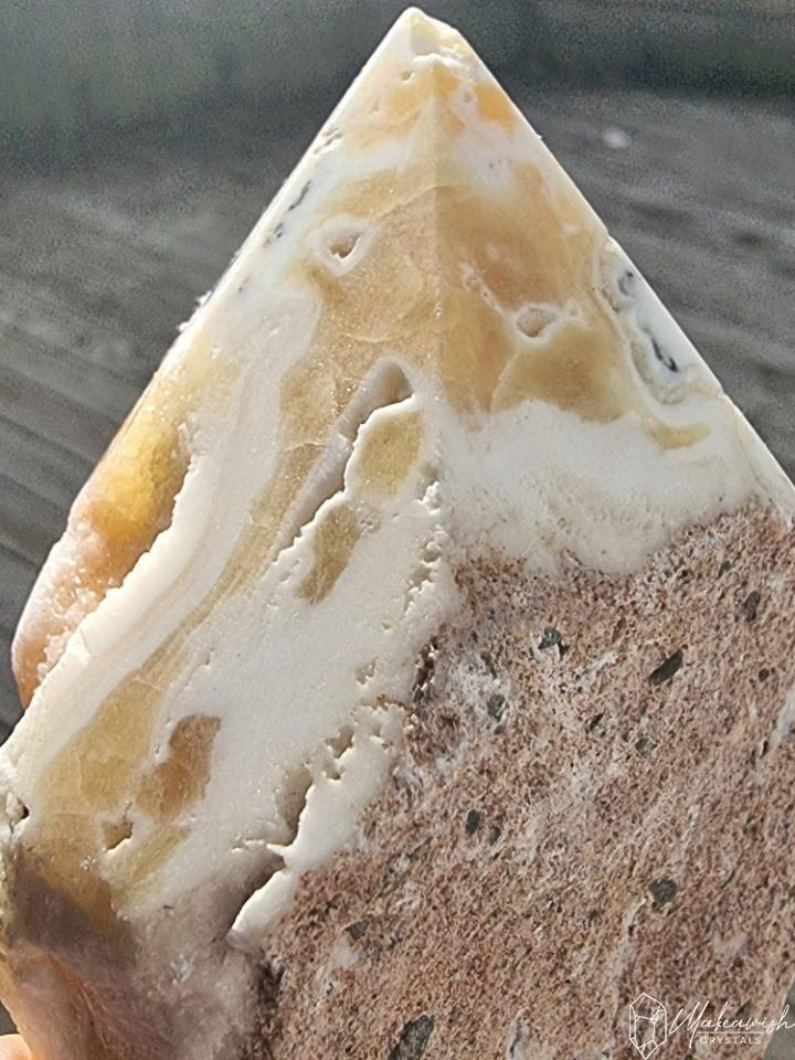 Orange Calcite cut base point