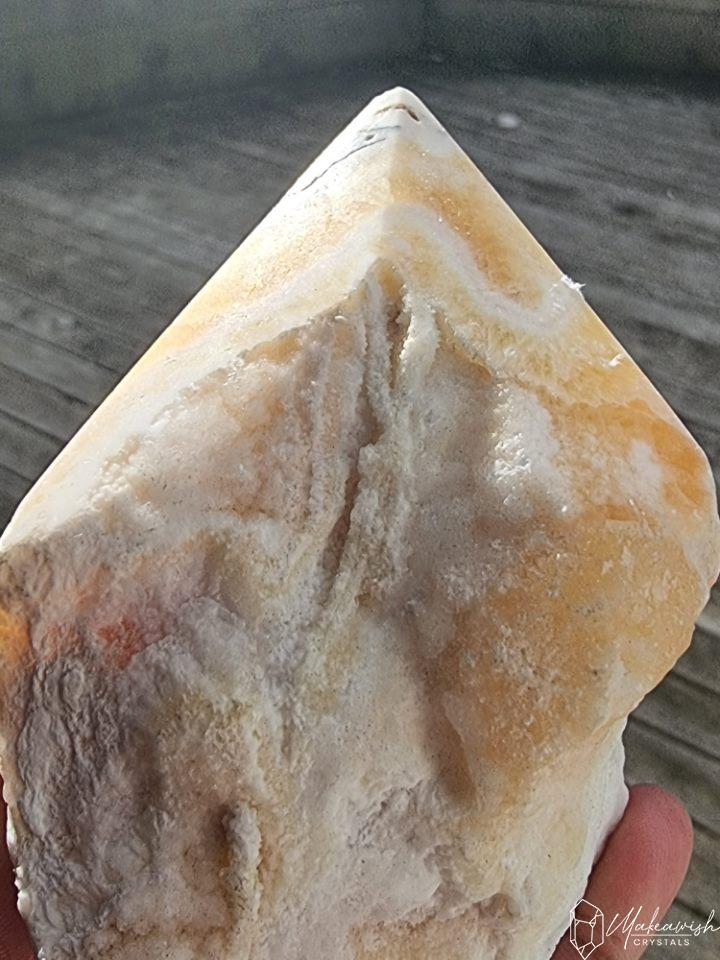 Orange Calcite cut base point