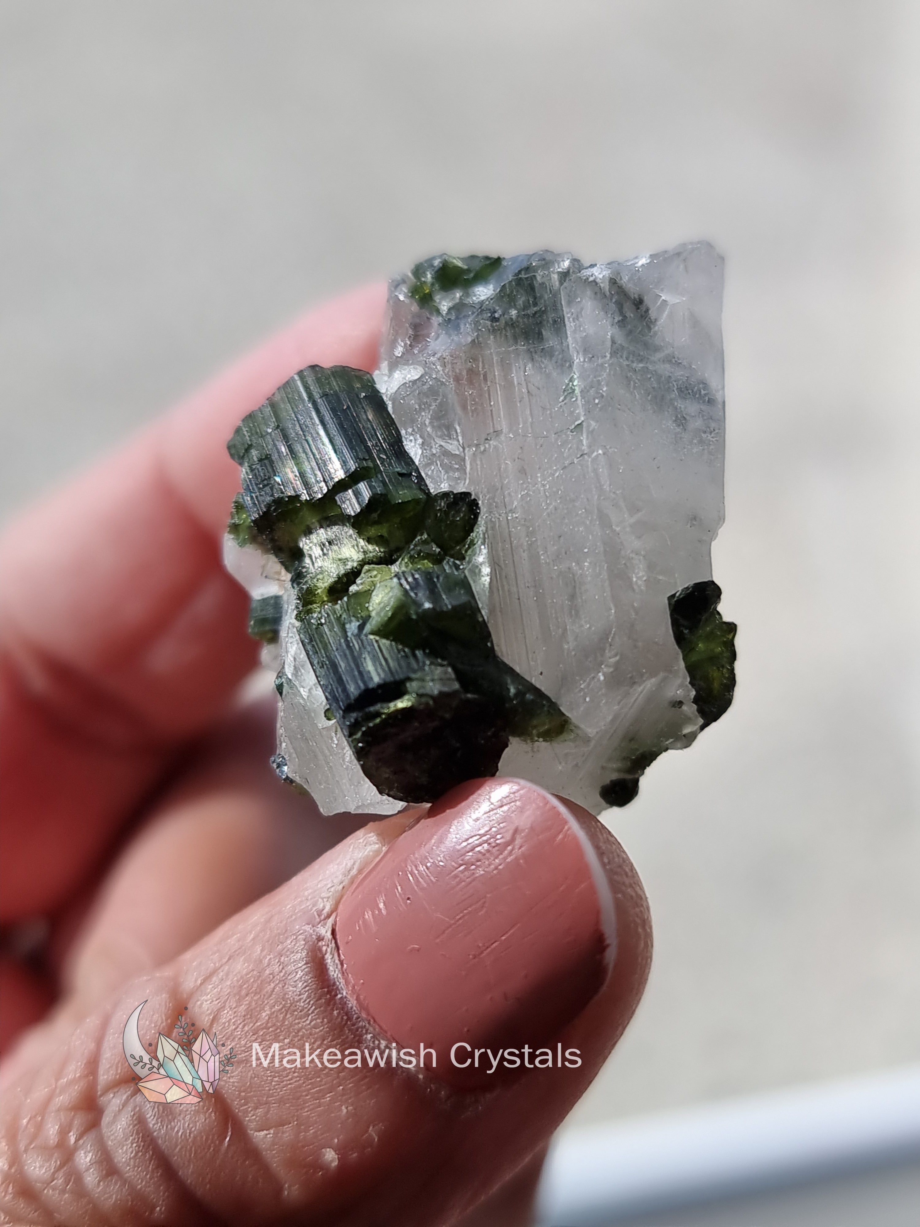 Green Tourmaline in Quartz