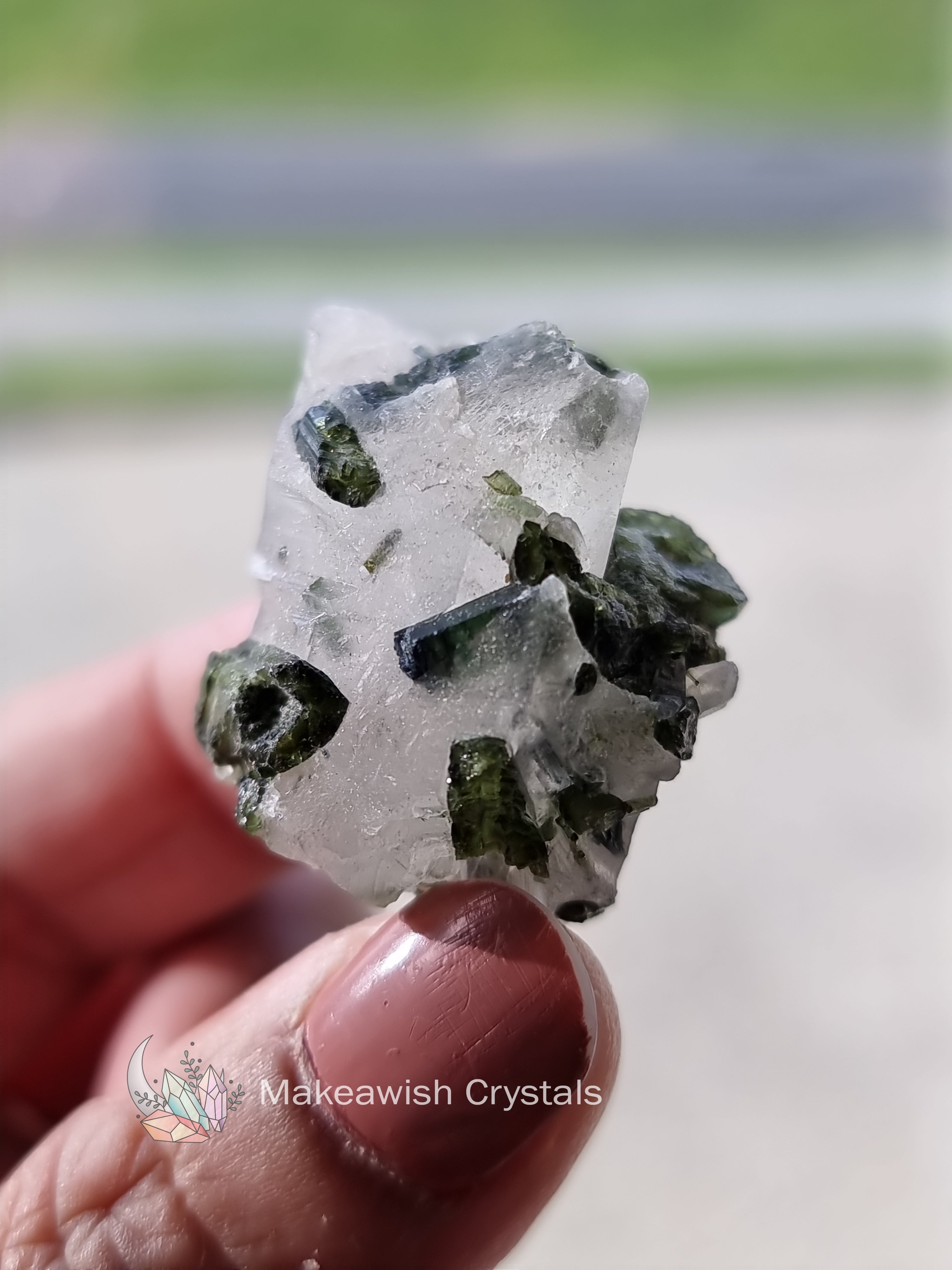 Green Tourmaline in Quartz