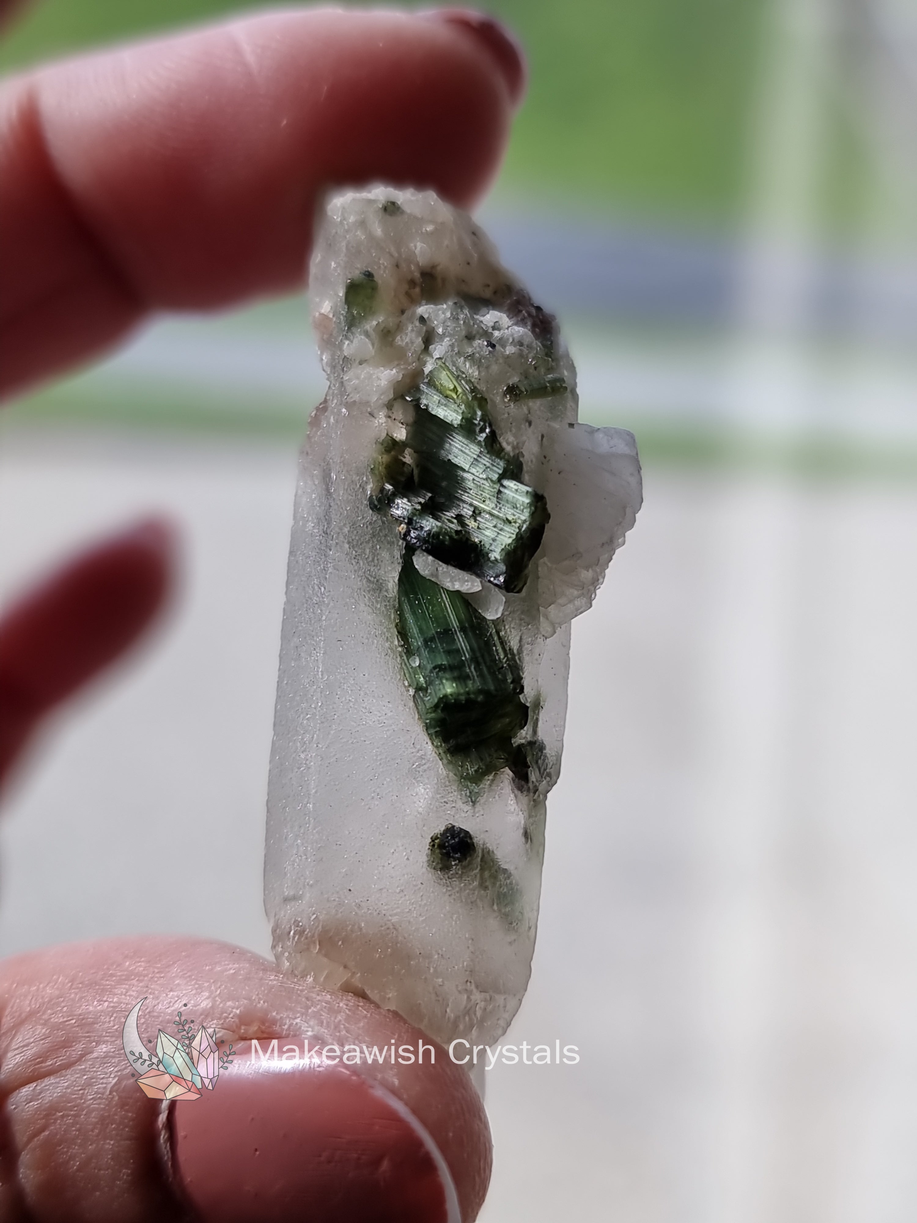 Green Tourmaline in Quartz