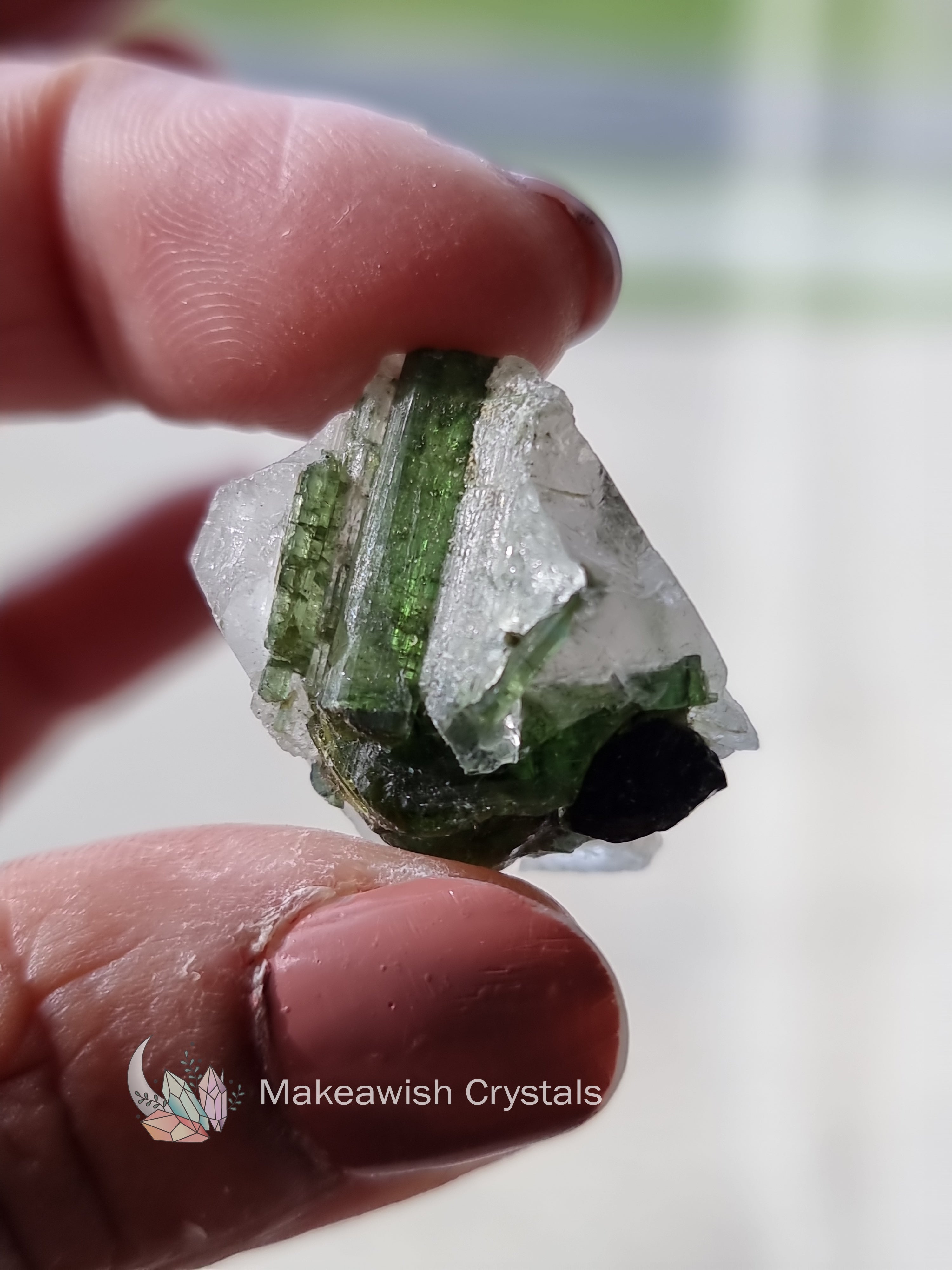 Green Tourmaline in Quartz