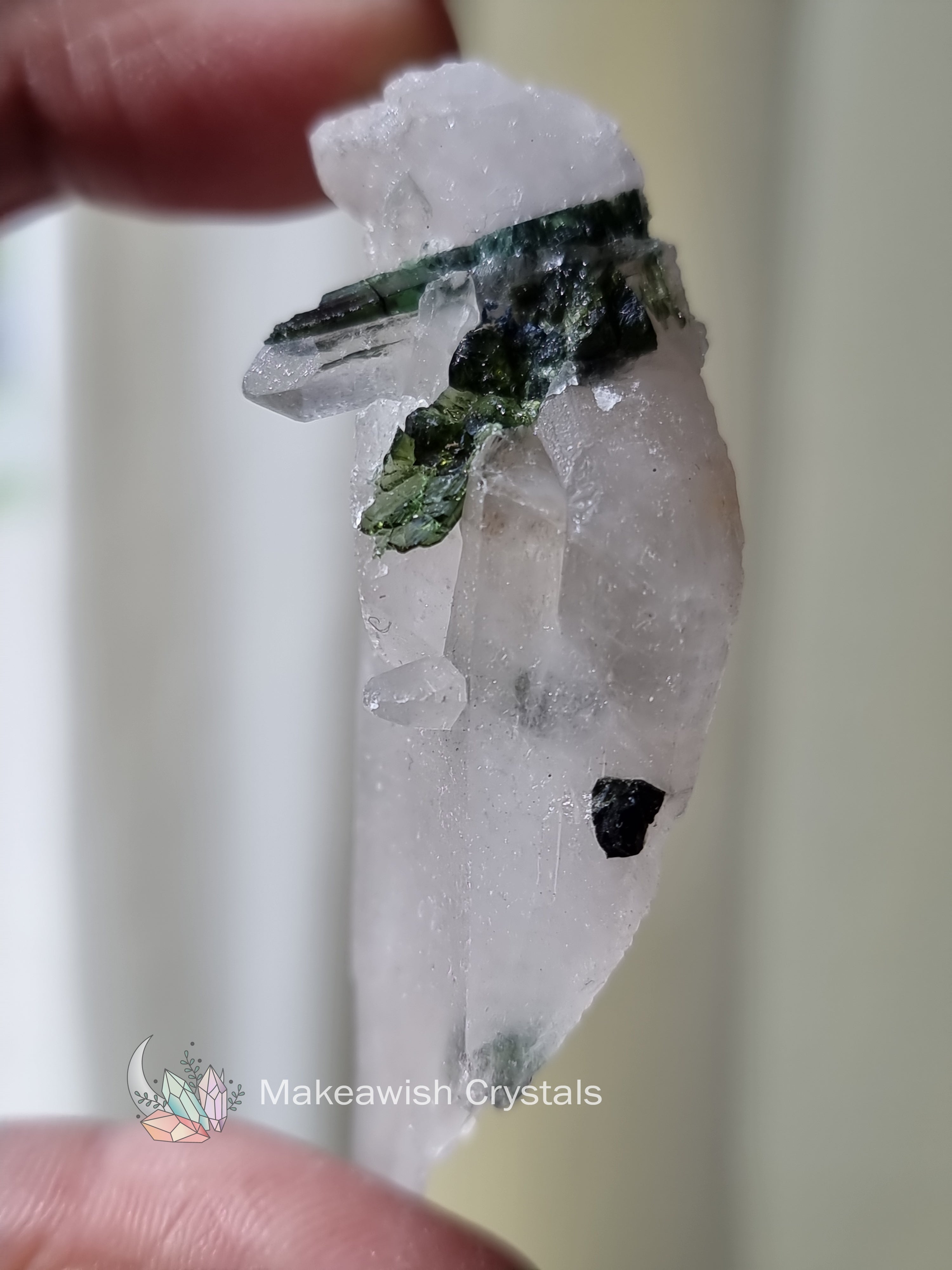 Green Tourmaline in Quartz