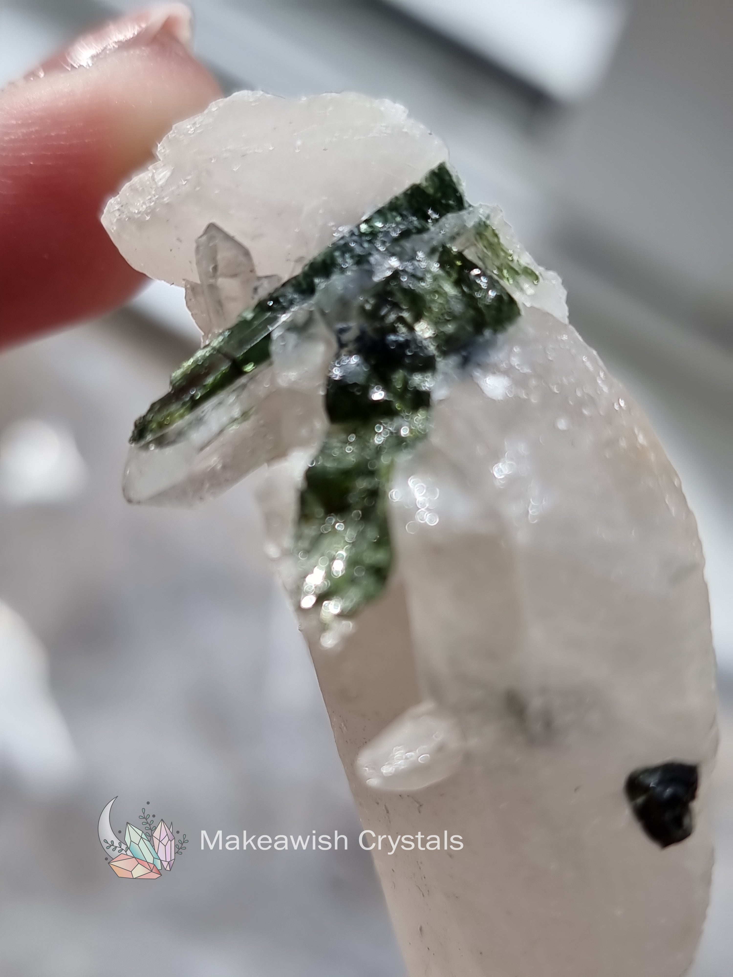 Green Tourmaline in Quartz