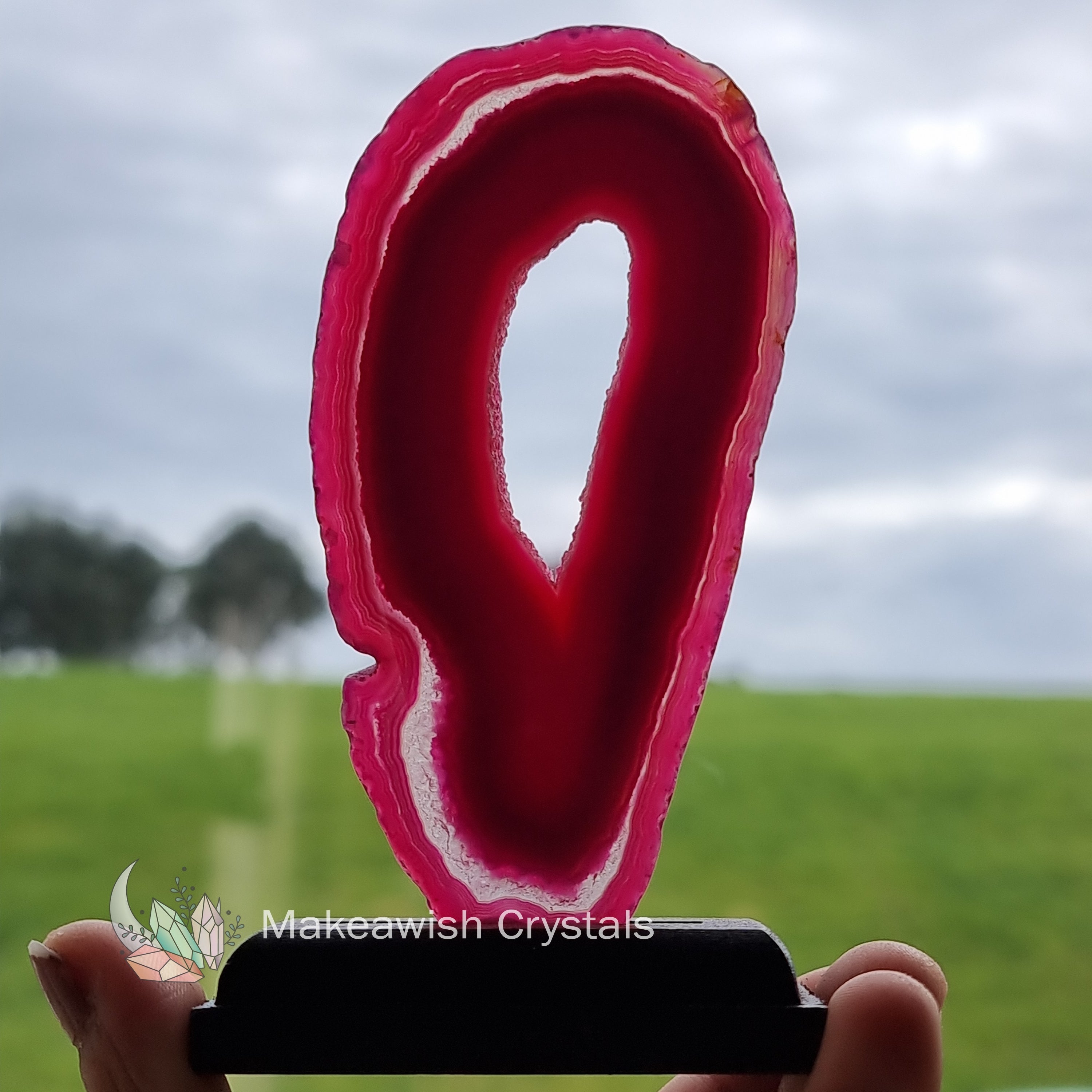 Pink Agate Slab on Stand