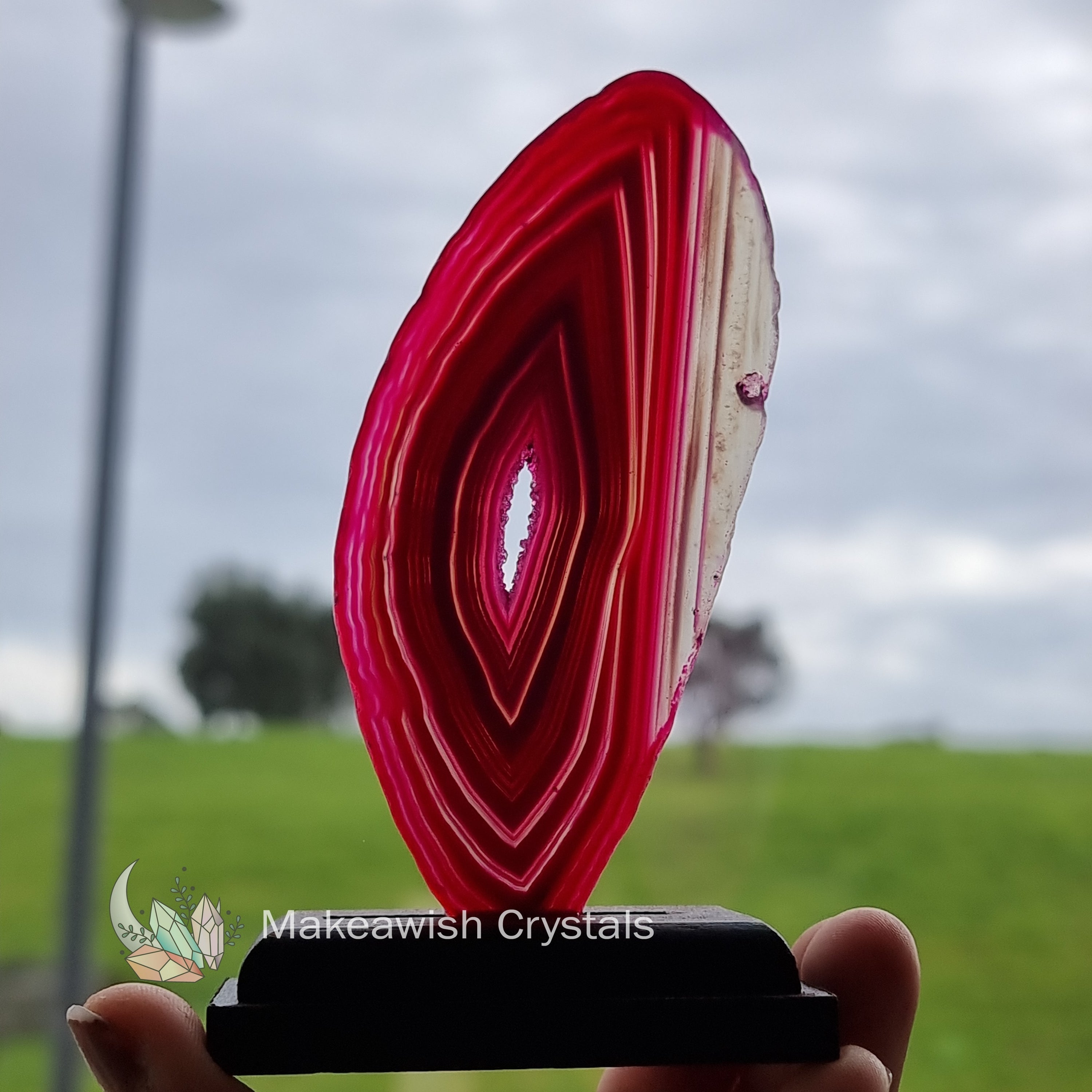 Pink Agate Slab on Stand