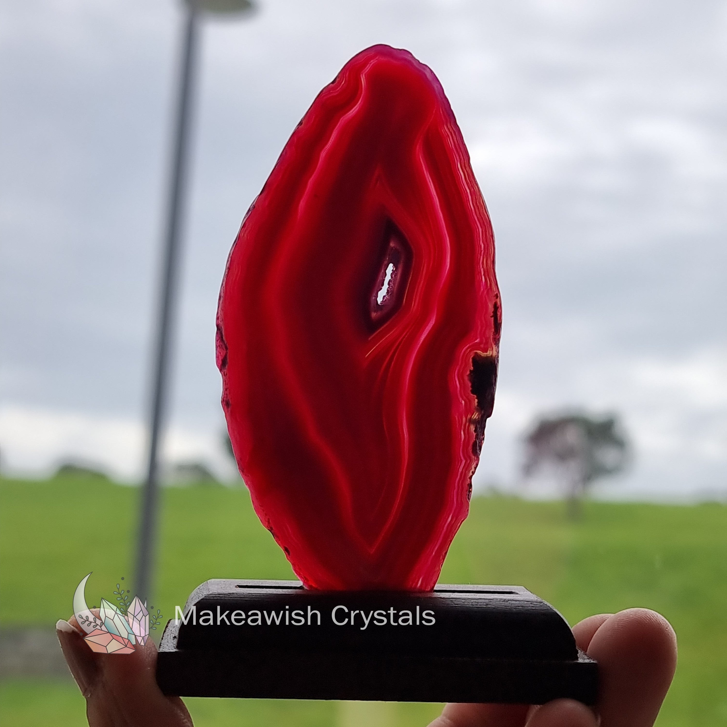 Pink Agate Slab on Stand