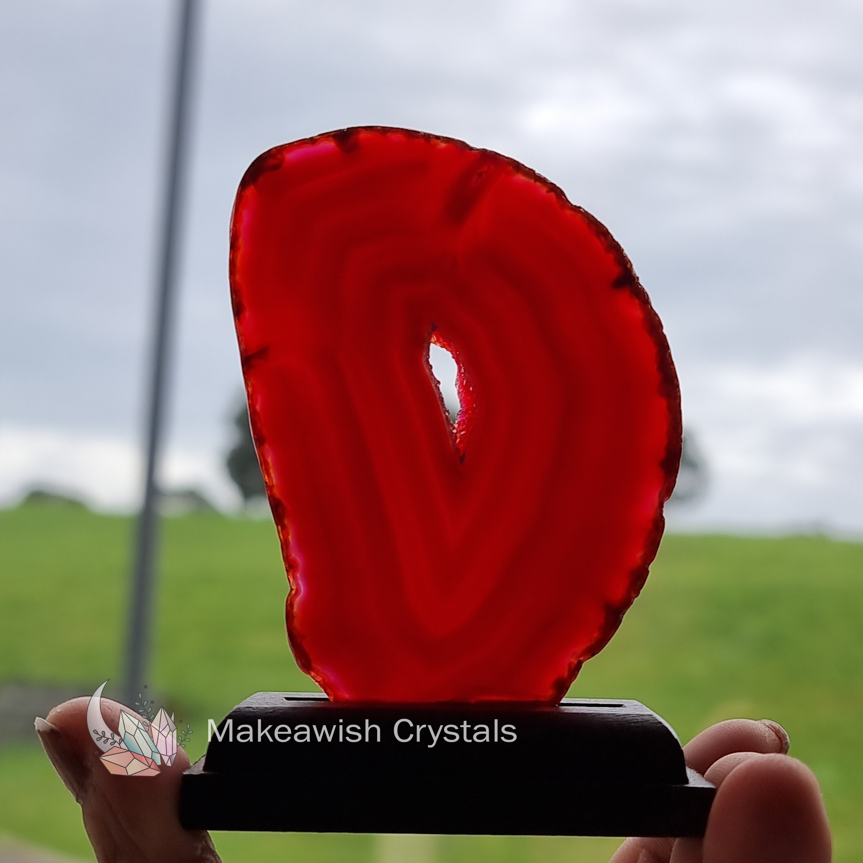 Pink Agate Slab on Stand