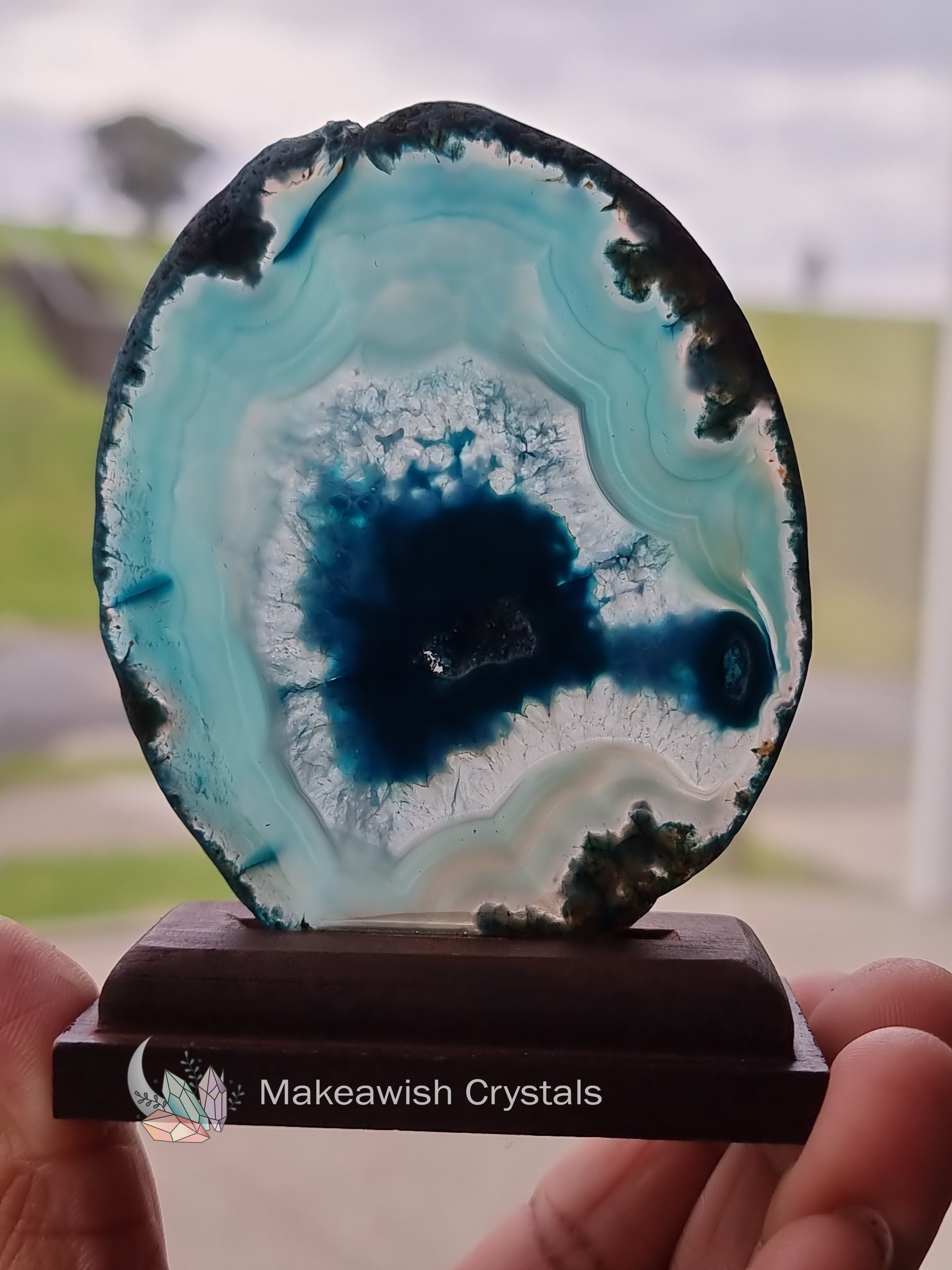 Blue Agate Slab on Stand