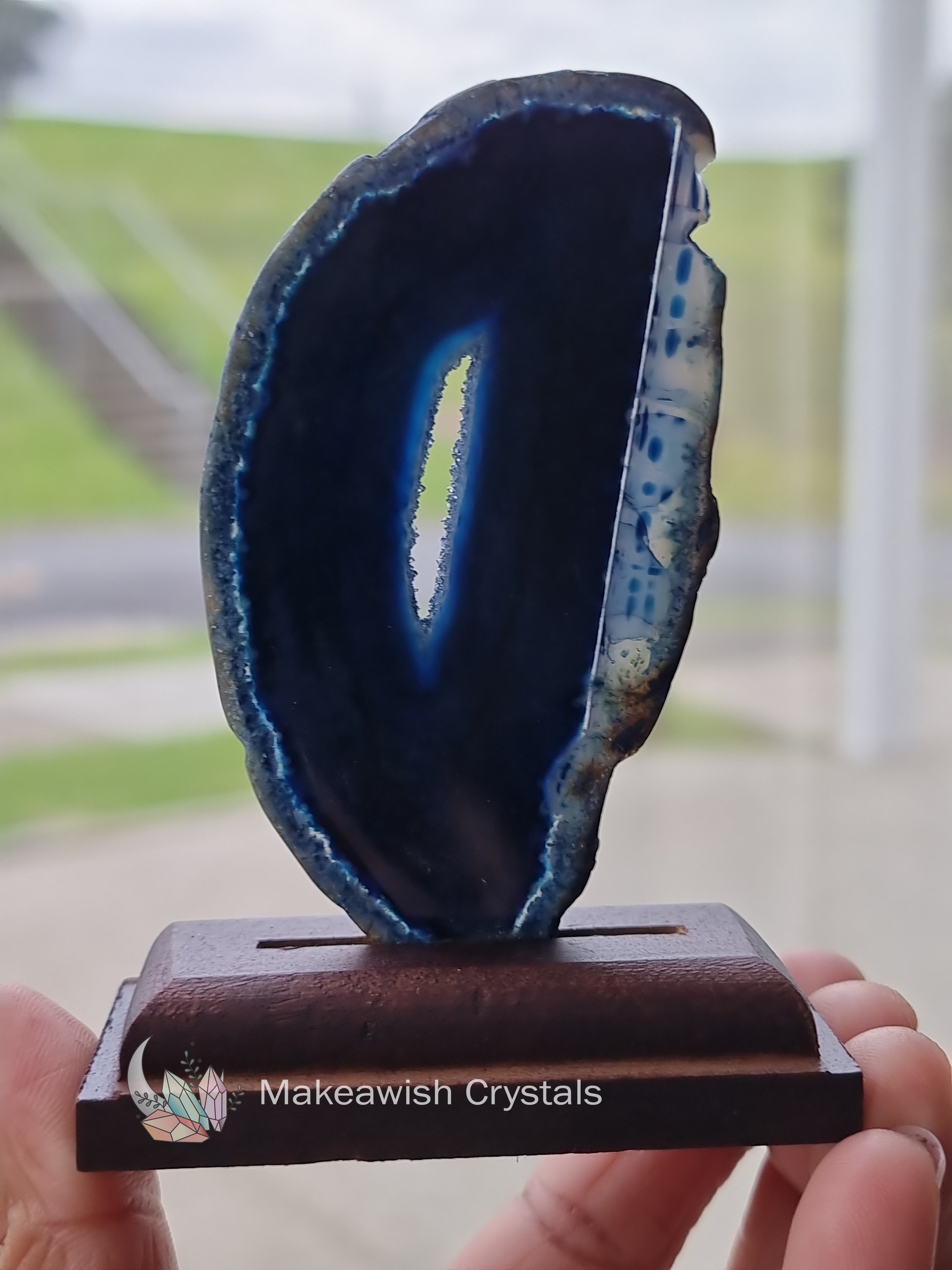 Blue Agate Slab on Stand