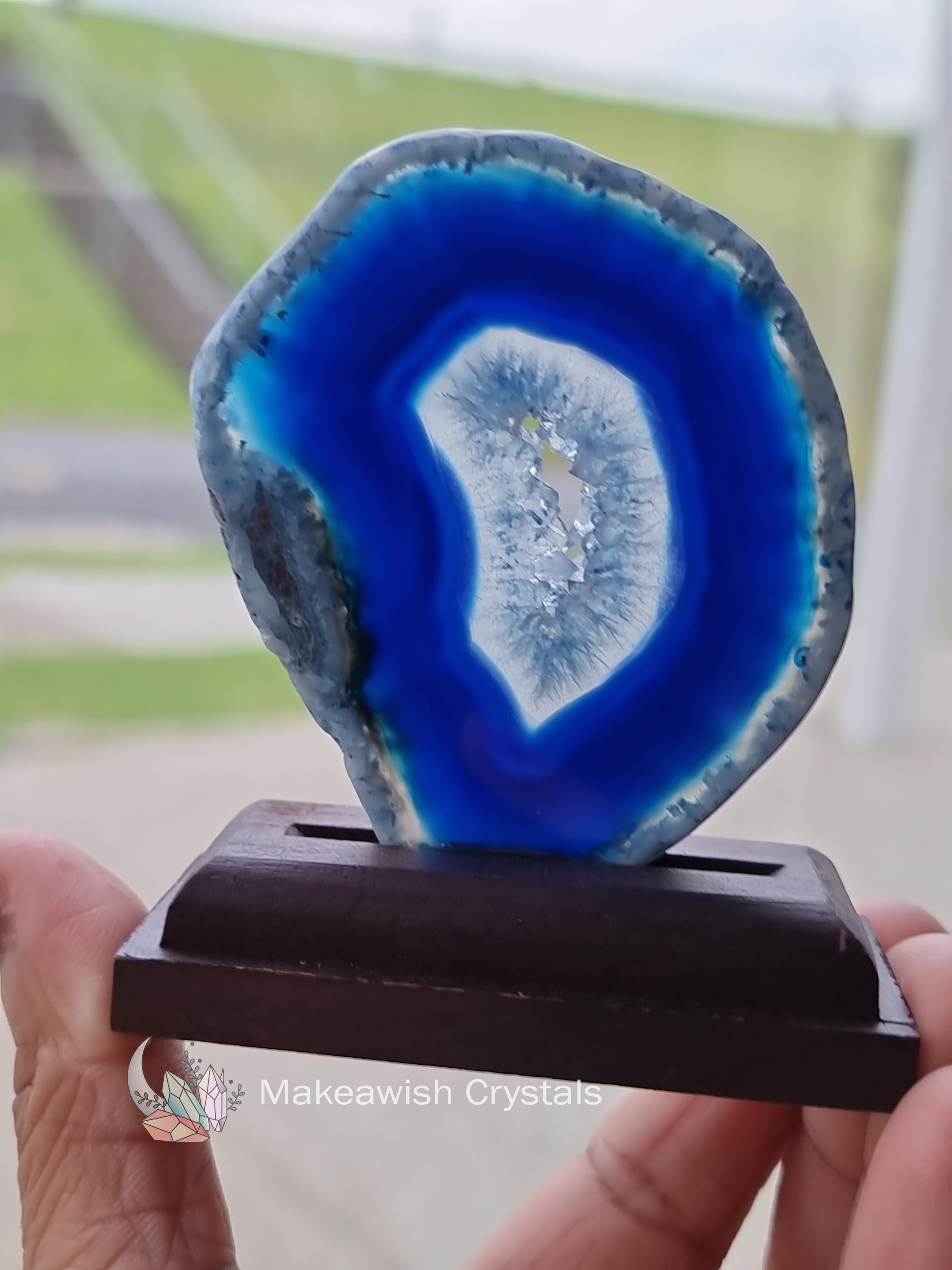 Blue Agate Slab on Stand