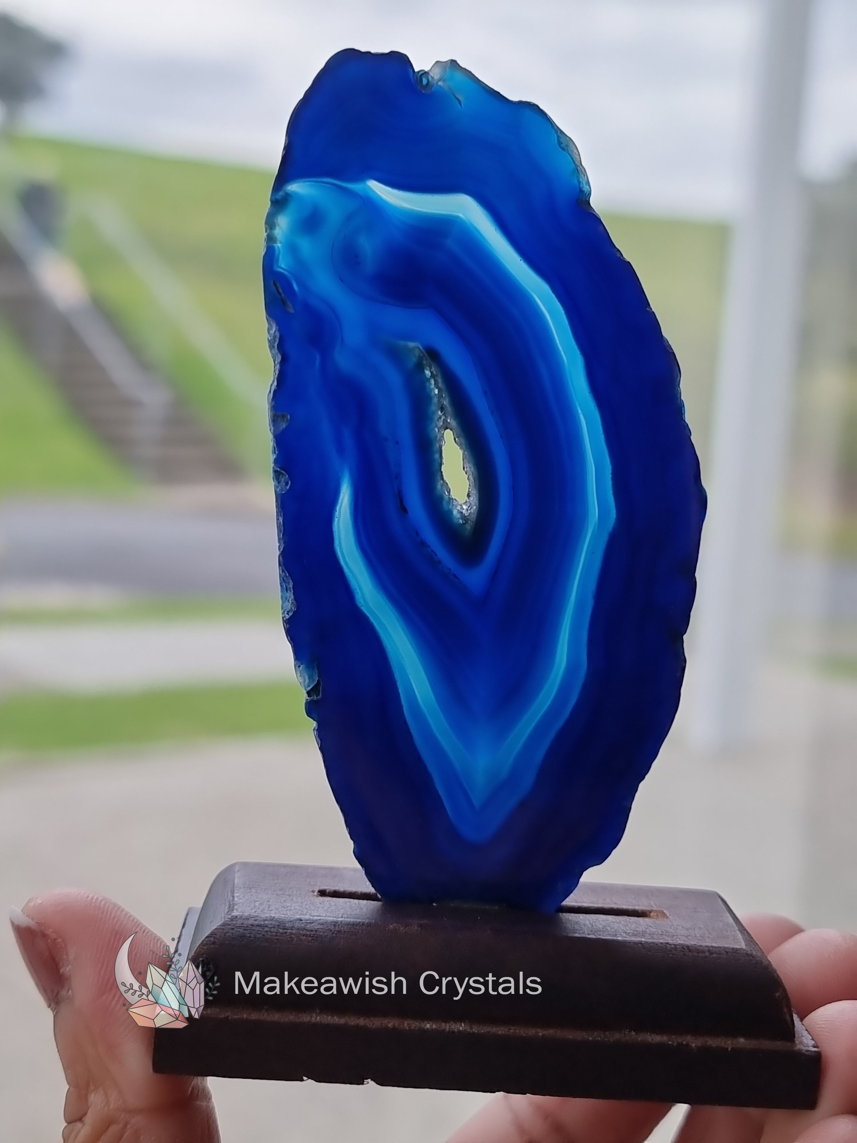 Blue Agate Slab on Stand