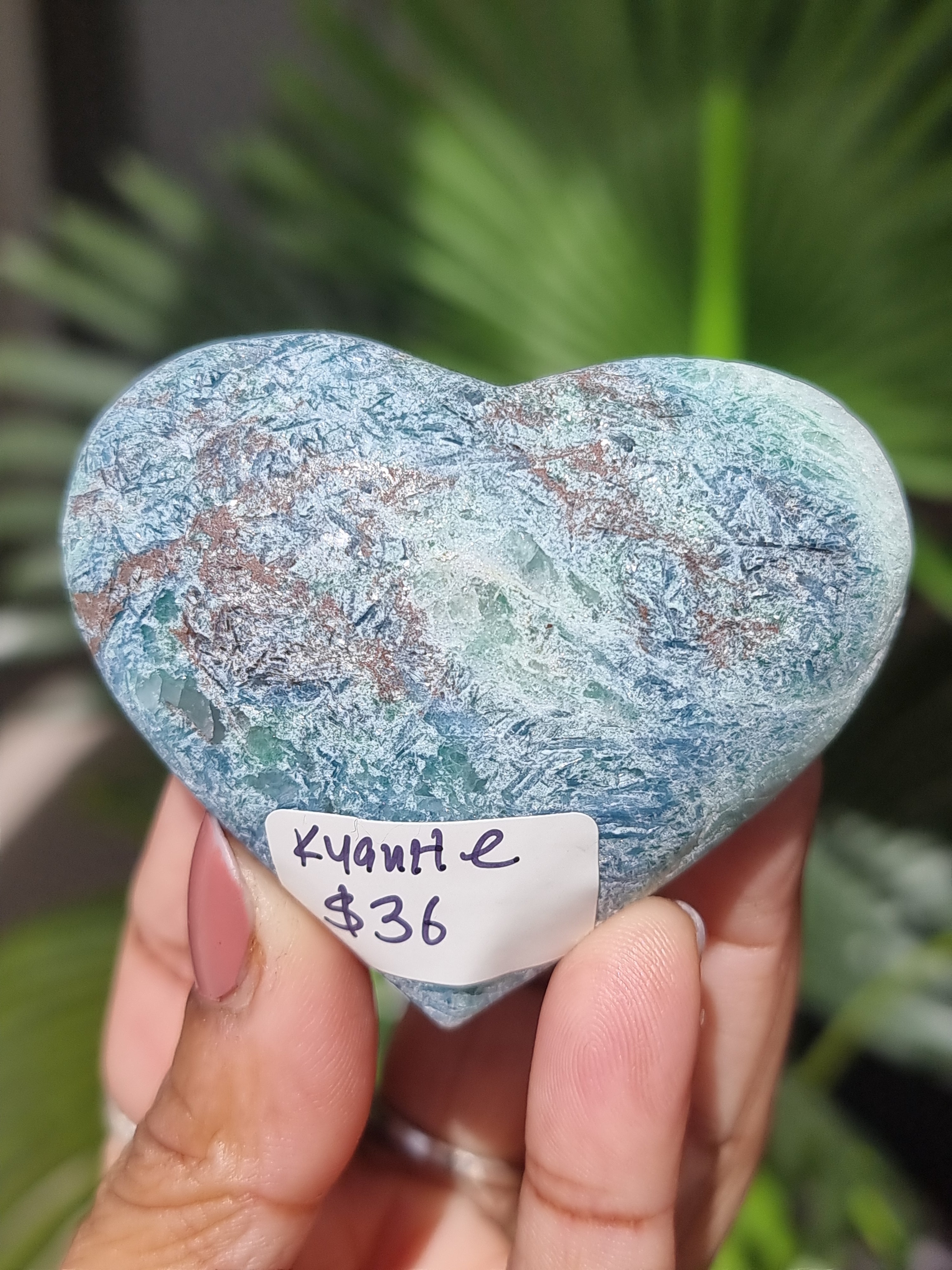 Green and Blue Kyanite heart