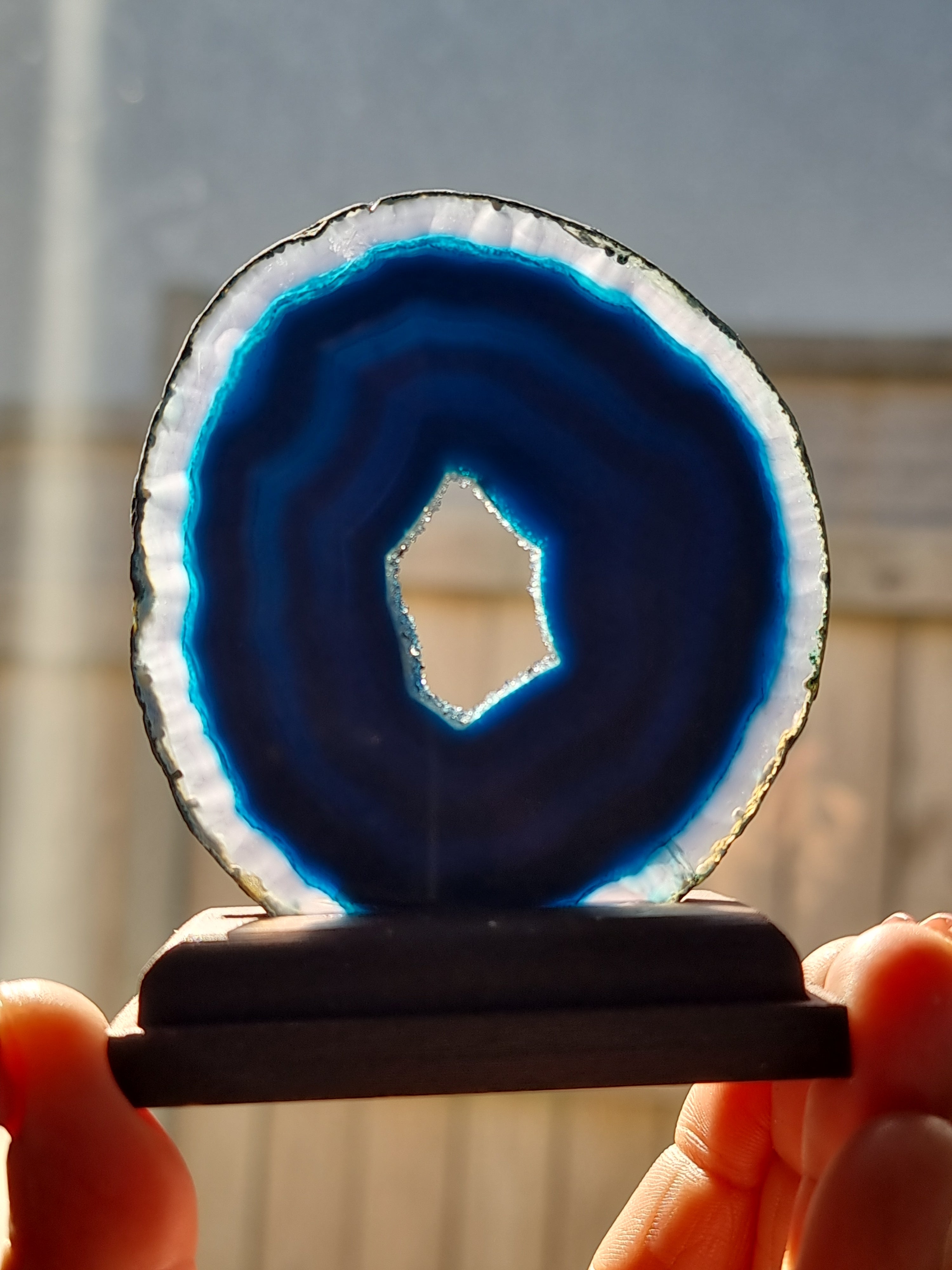 Blue Agate Slab on Stand