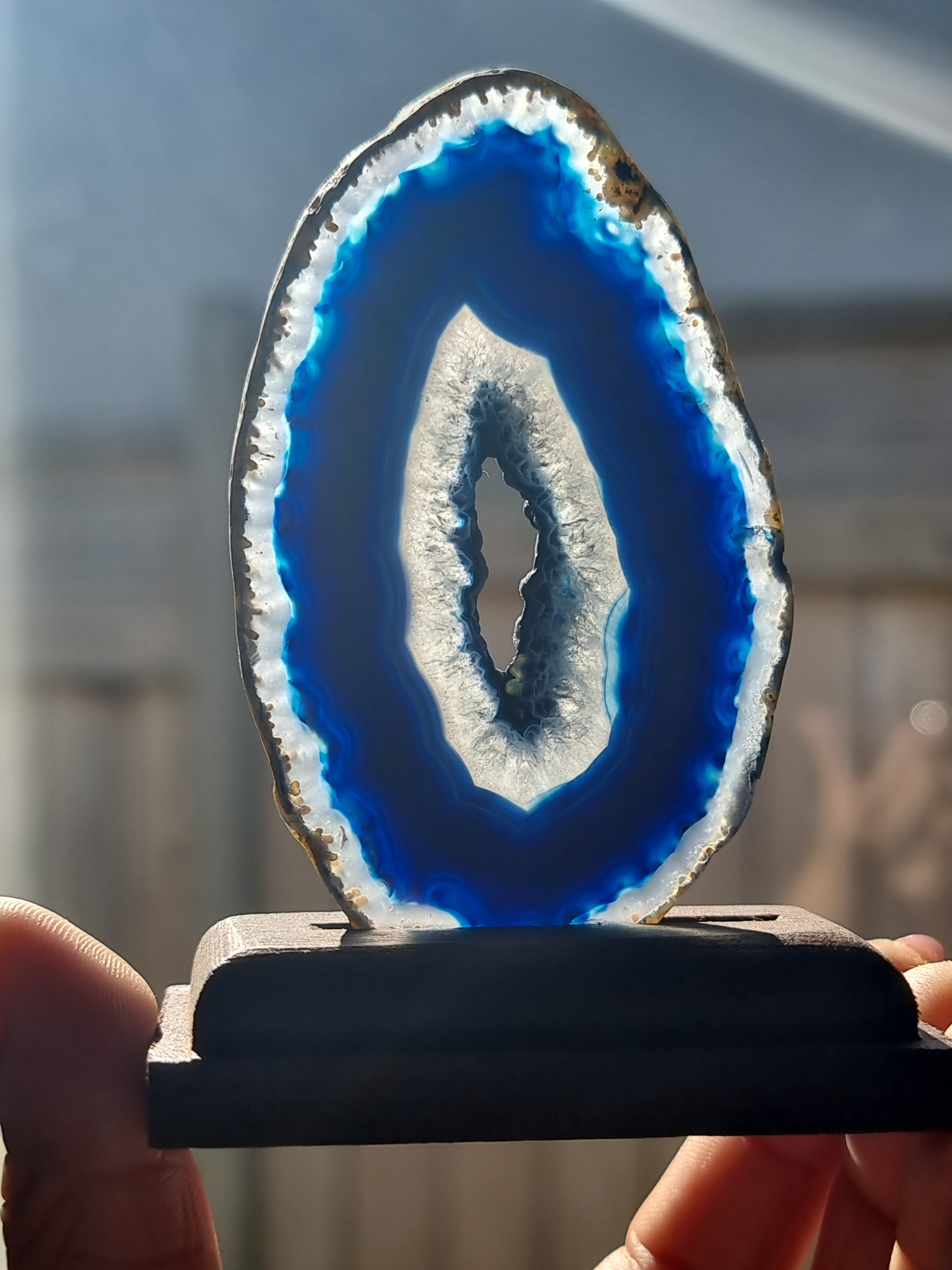 Blue Agate Slab on Stand