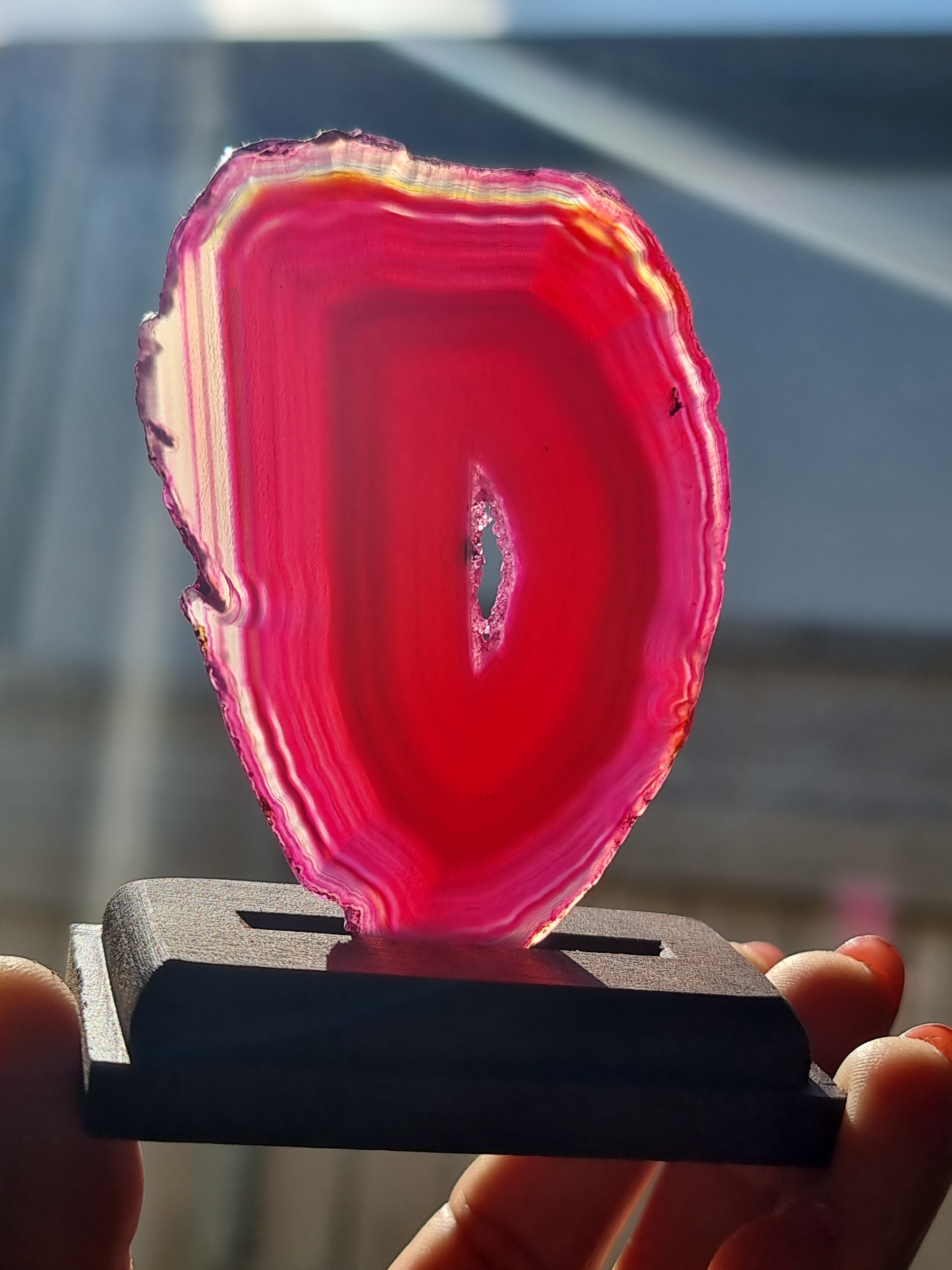 Pink Agate Slab on Stand