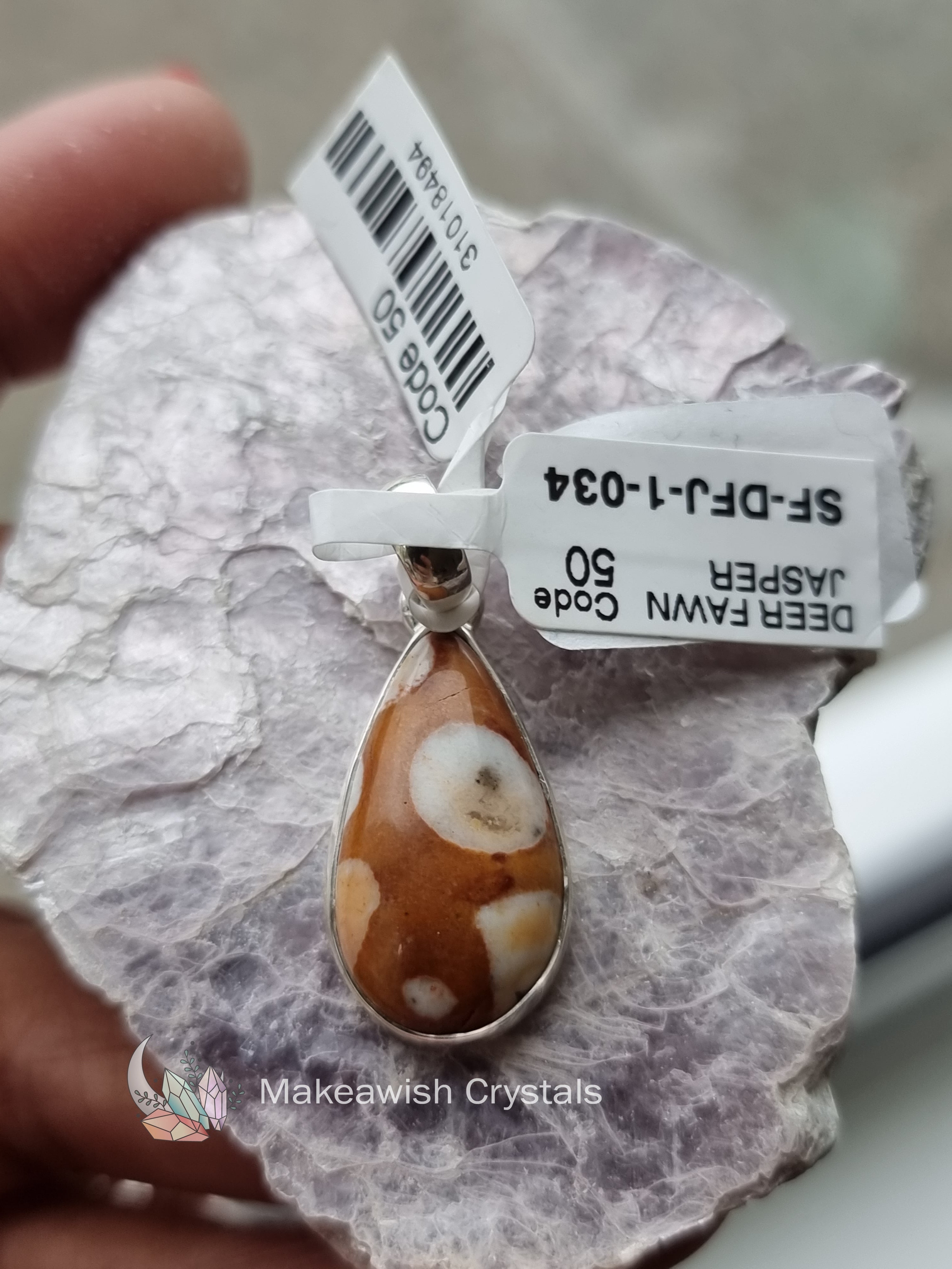 Deer Fawn Jasper Pendant
