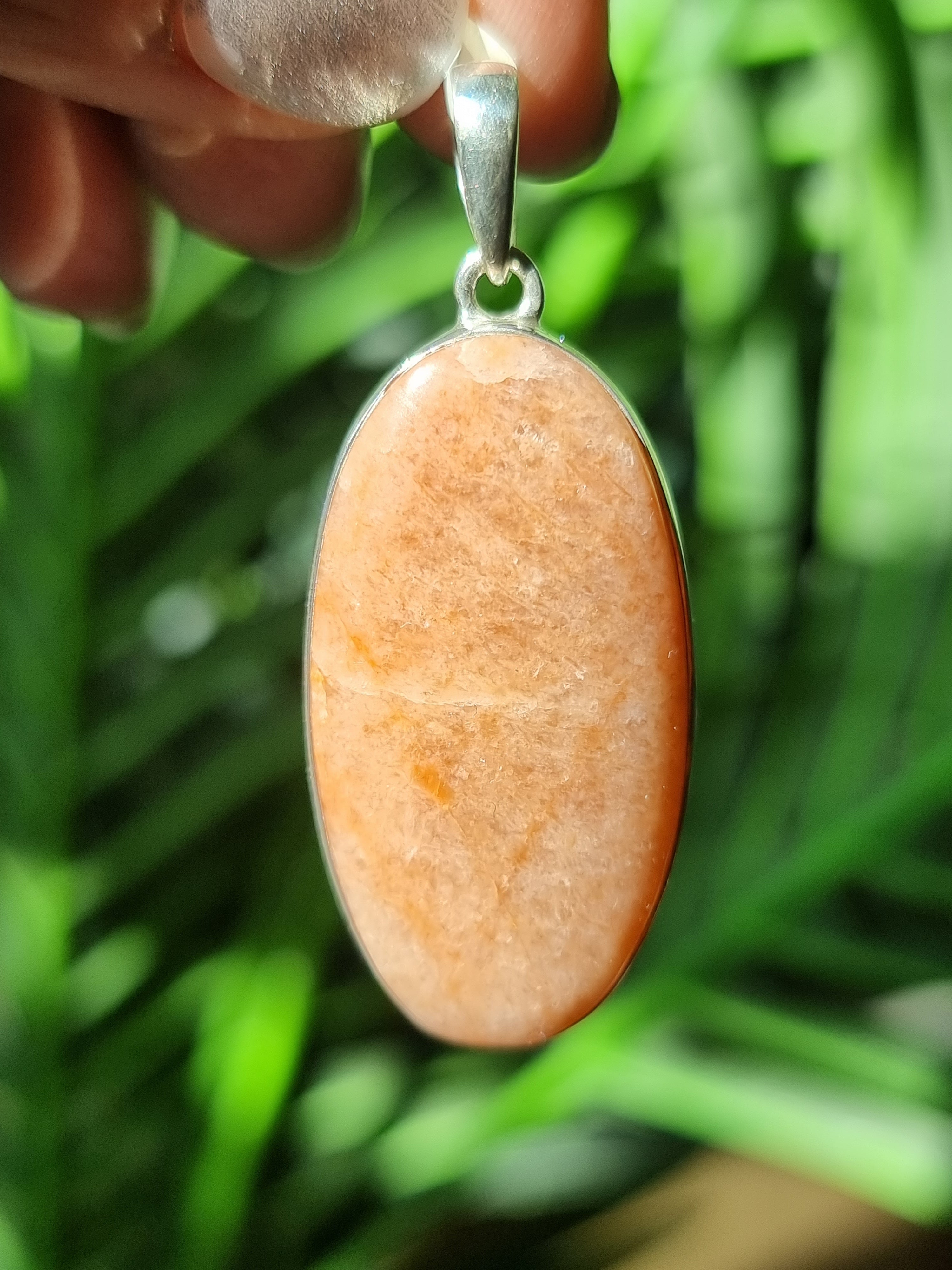 Peach Moonstone Pendant Sterling Silver
