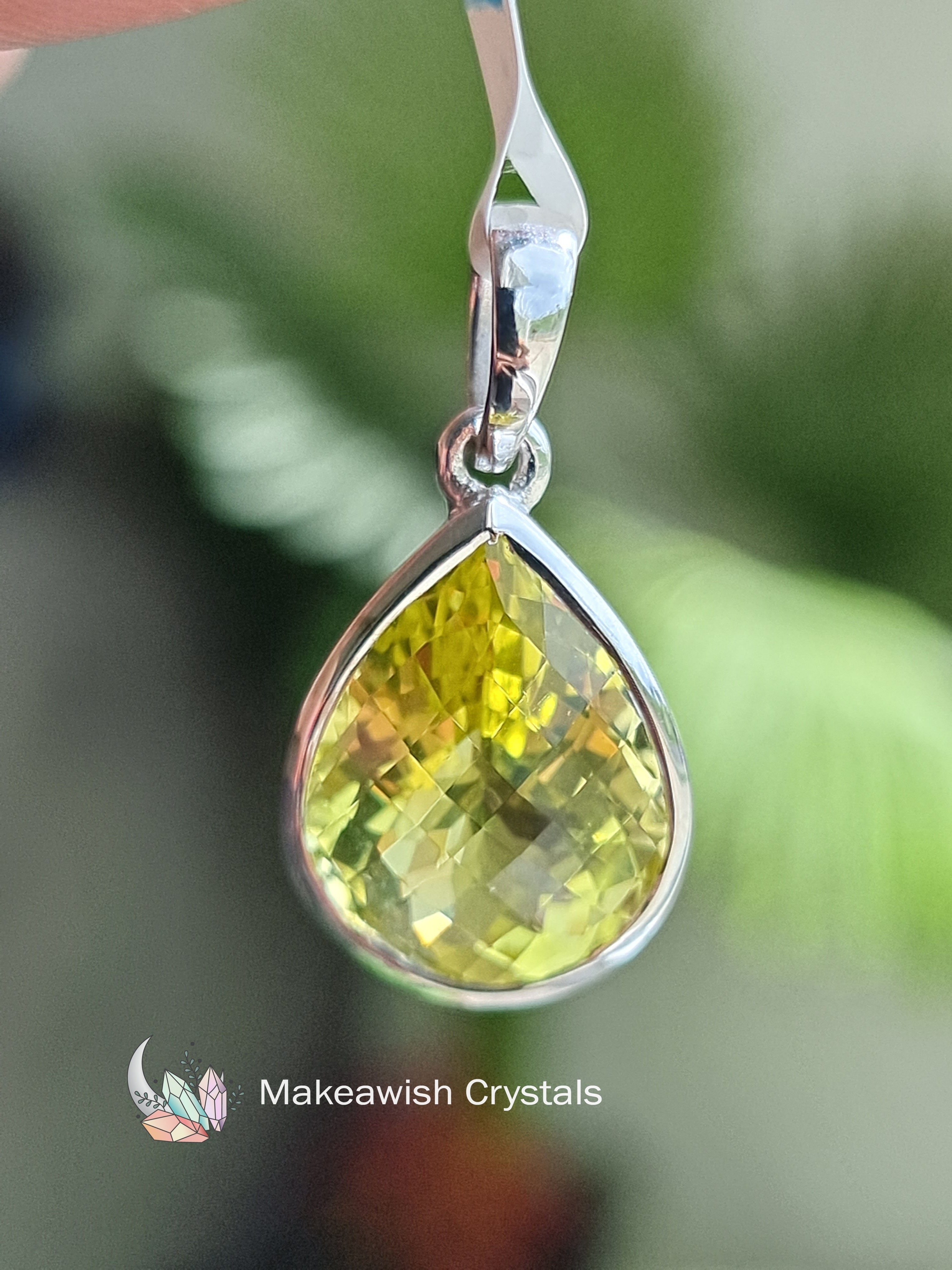 Lemon Quartz Pendant Sterling Silver