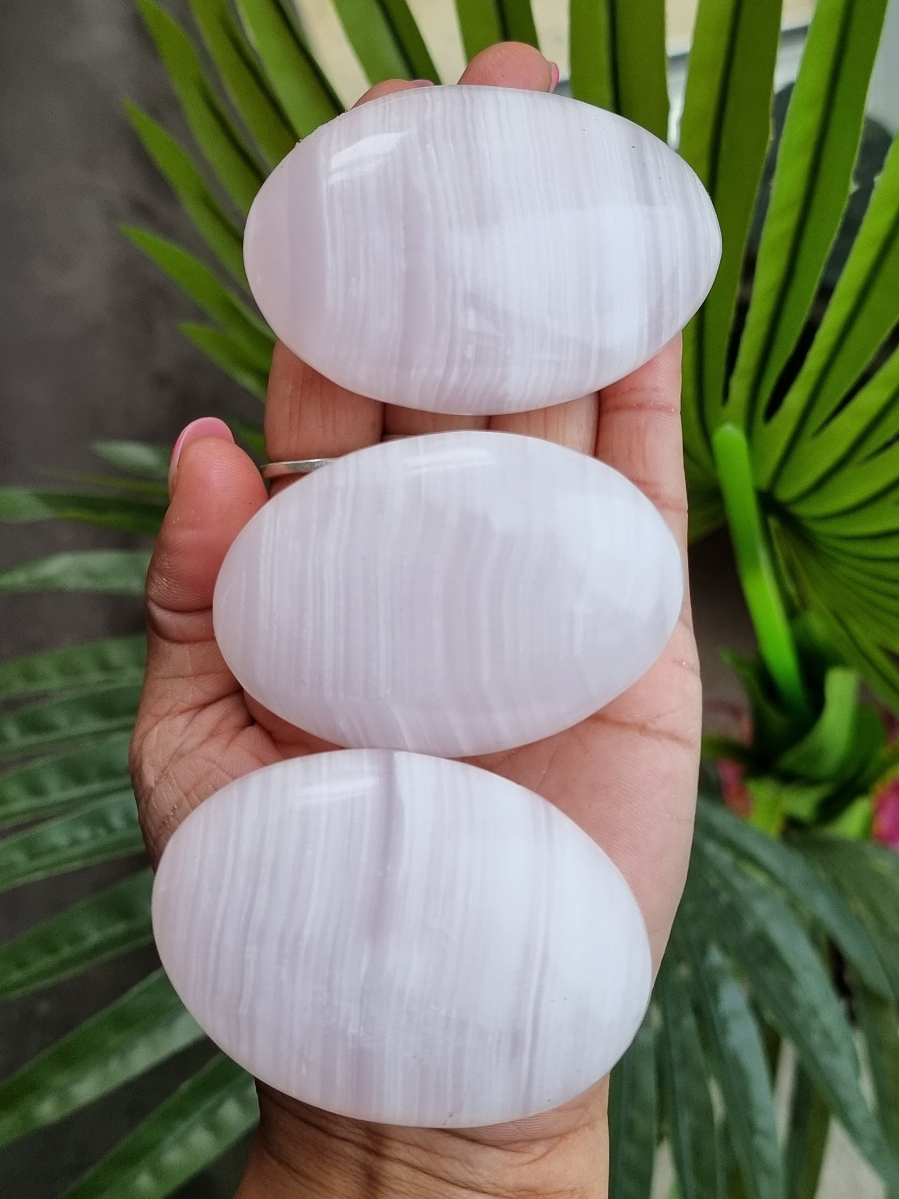 Pink Mangano Calcite Palm Stone