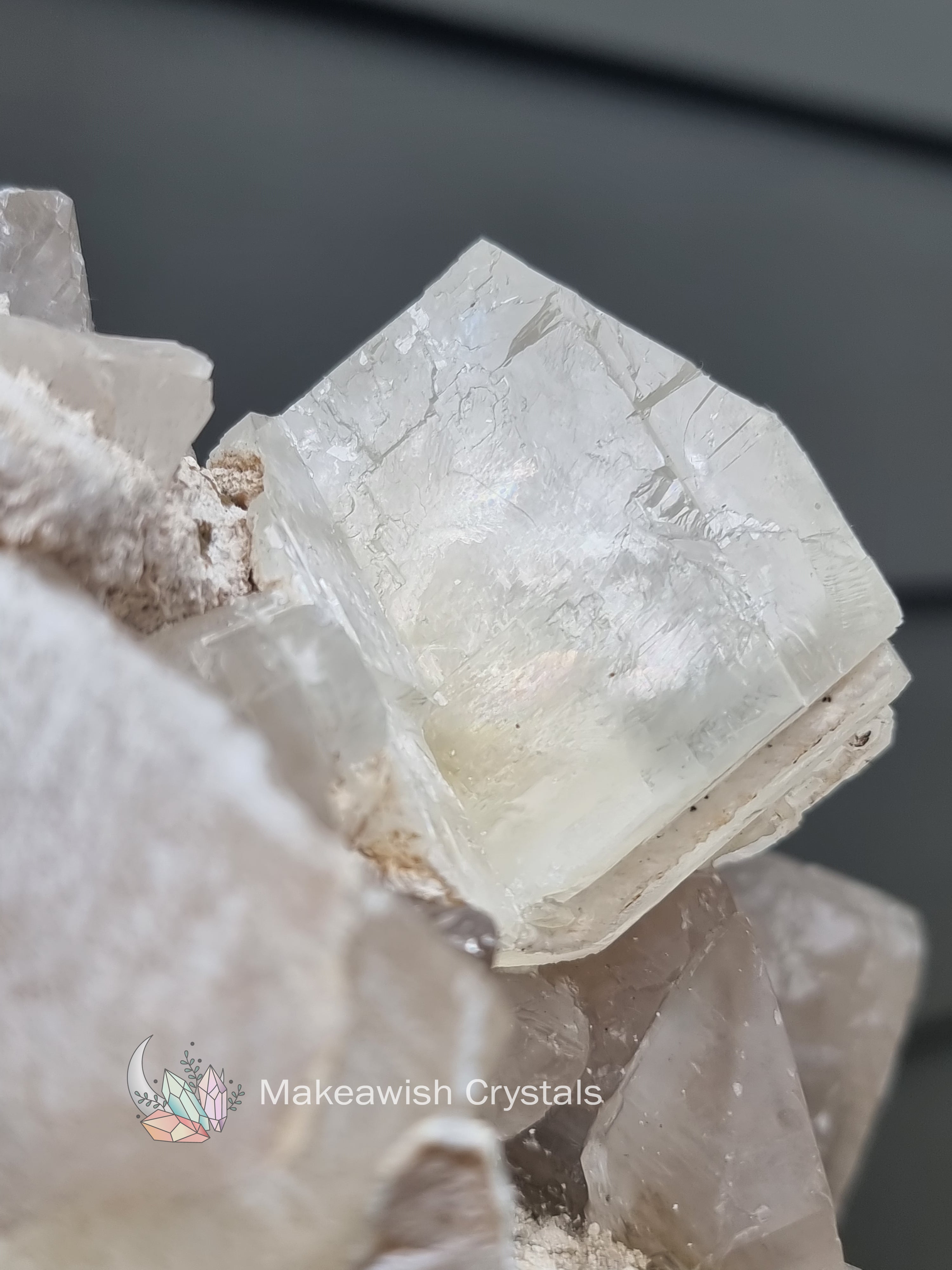 Calcite with Etched Quartz Cluster