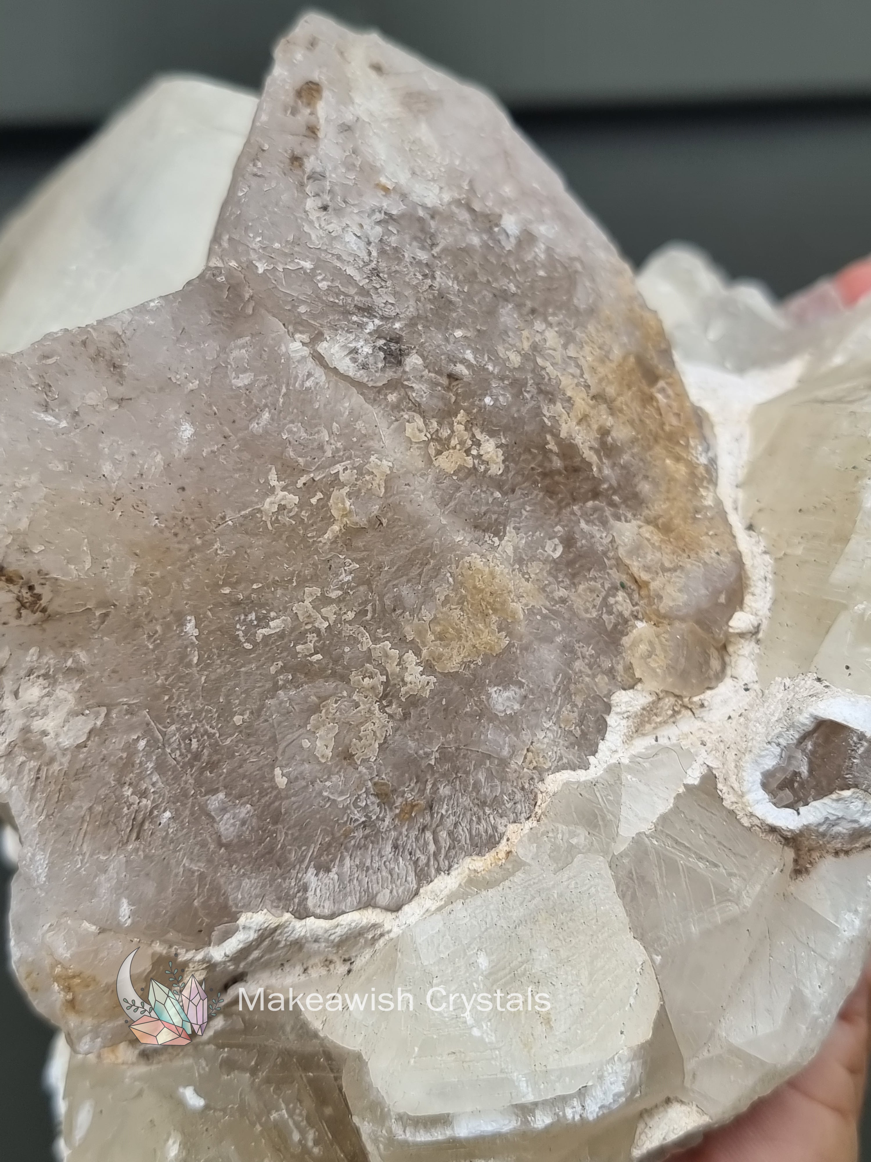 Calcite with Etched Quartz Cluster