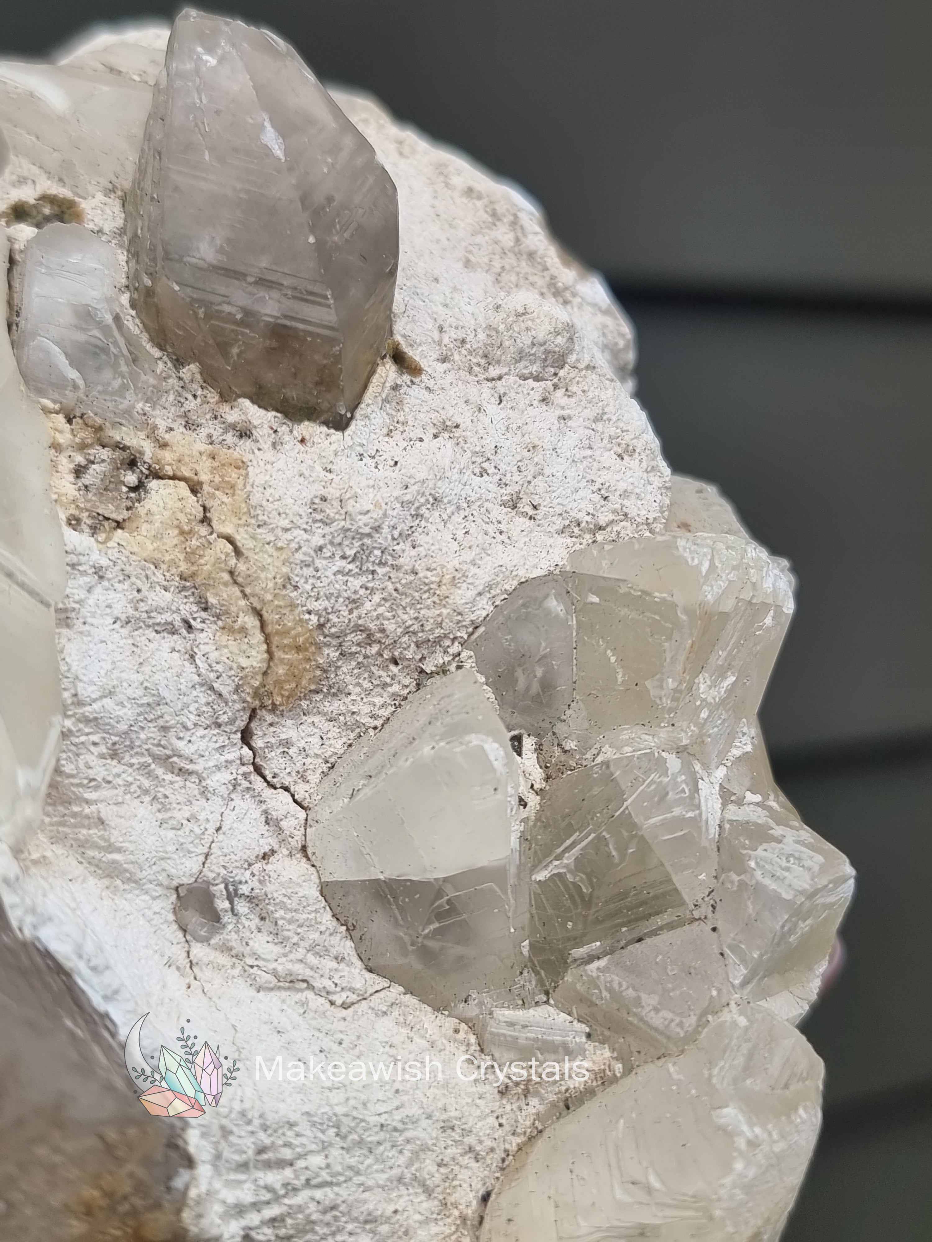 Calcite with Etched Quartz Cluster