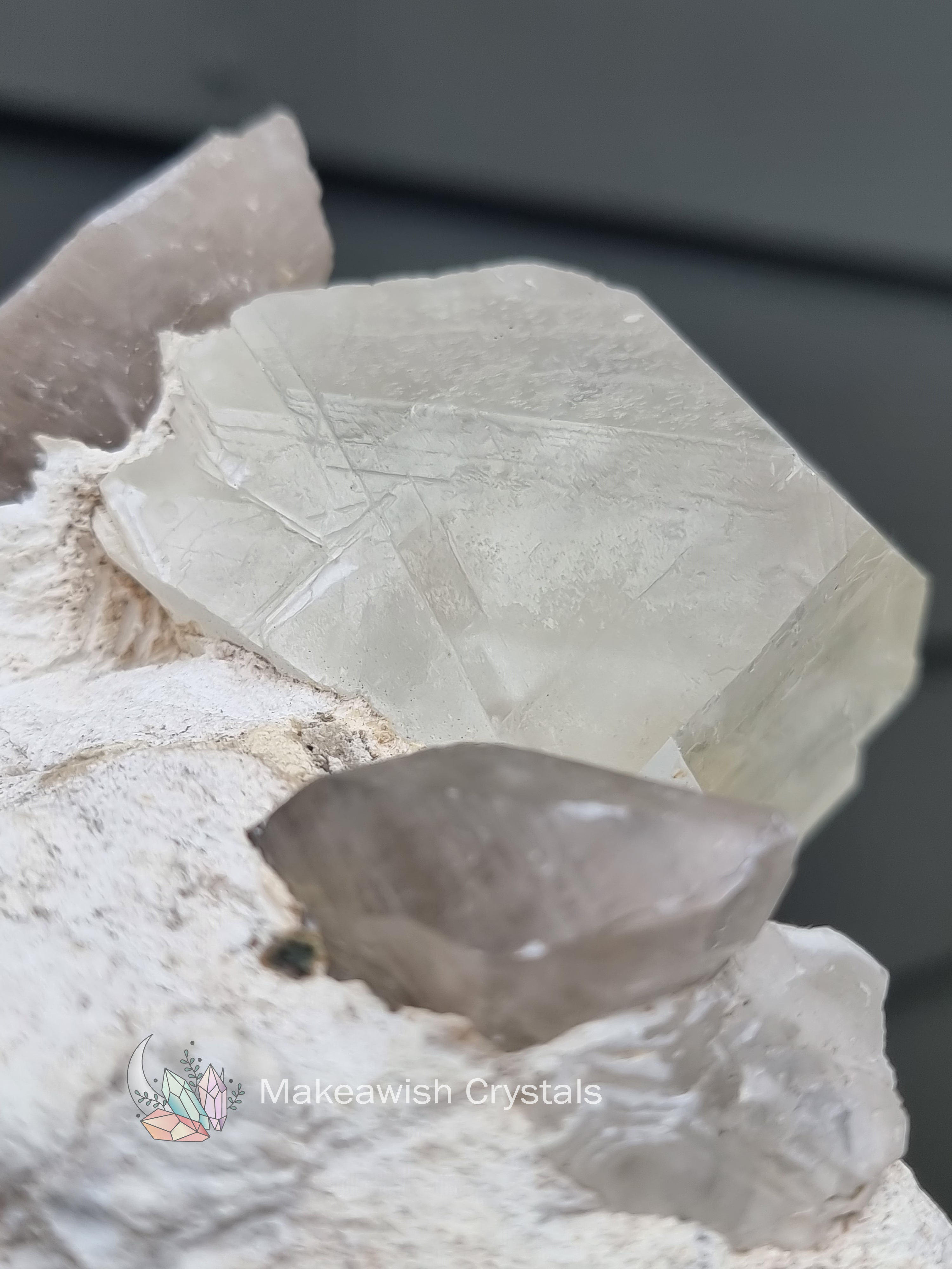 Calcite with Etched Quartz Cluster