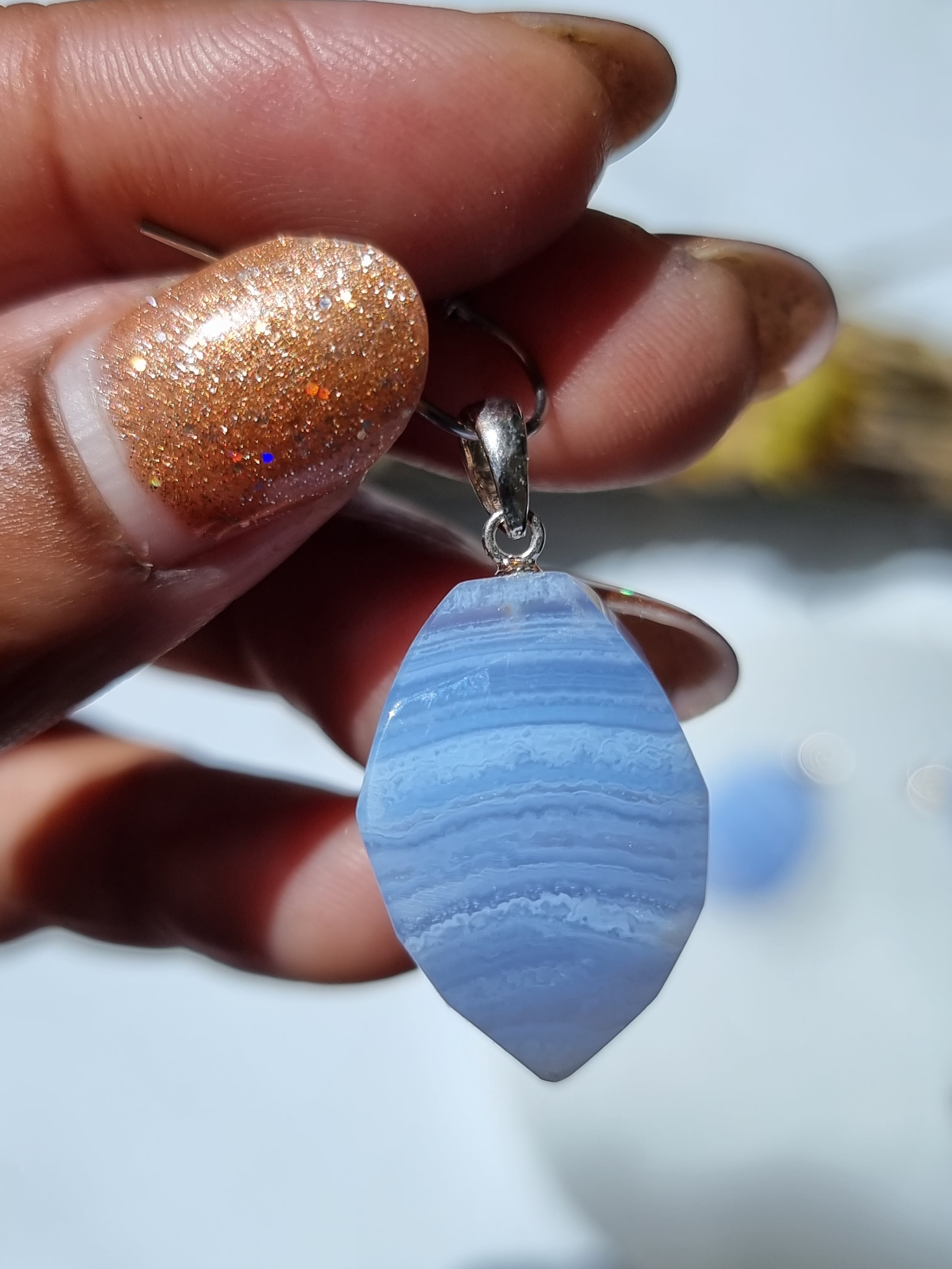 Faceted Blue Lace Agate Pendant