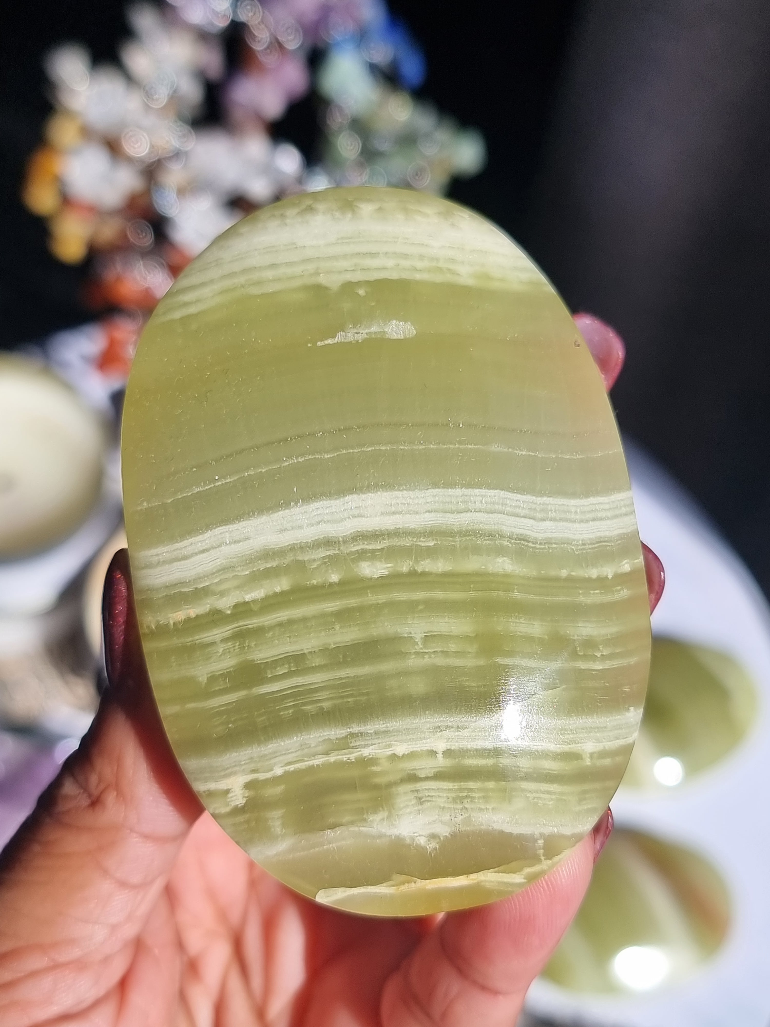 Banded Calcite Palm Stone
